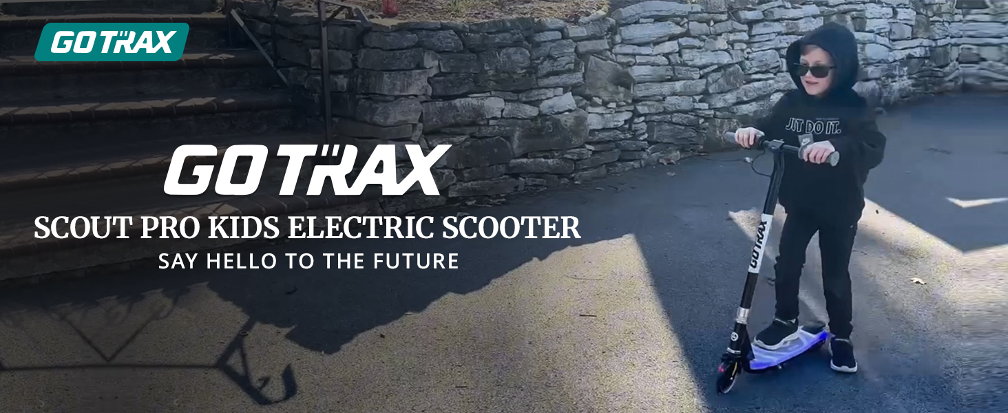 thumbnail video image 2 of GOTRAX Scout Pro Kids Electric Scooter for Ages 4-7, 5" Flash Front Wheel , Kick Scooter Unisex Blue, 2 of 10