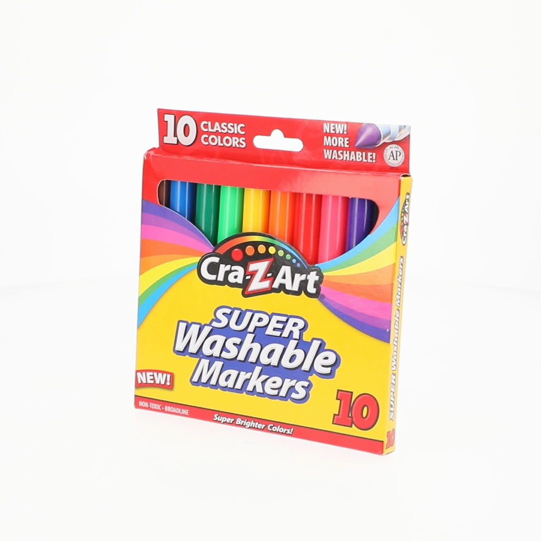 Cra-Z-Art Classic Multicolor Washable Markers, Broad Line, 10