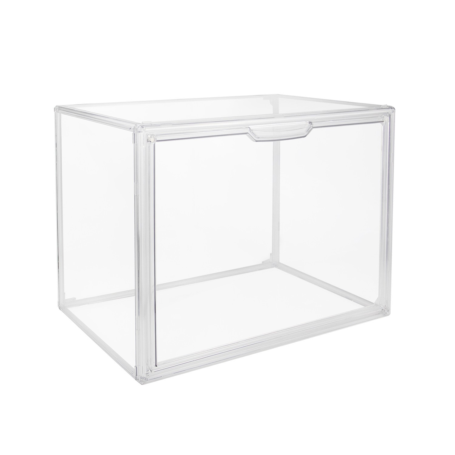 thumbnail video image 2 of 3 Pack Clear Stackable Plastic Storage Bins with Lid, Dustproof Book & Cosmetic Display Cases, Large Figures Collectibles Showcase, Shoe Box, Protection Organizer for Bedroom, Living Room, 2 of 8