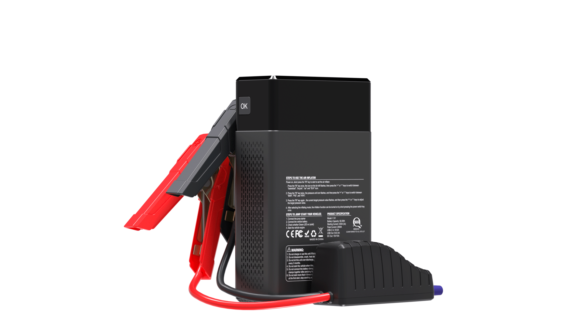 VTOMAN V2500 Jump Starter Power Bank 2500A - 12V Car Jump Starter Power  Pack, Portable Car Battery Booster with Jump Lead, LED Torch, Suitable for  8L