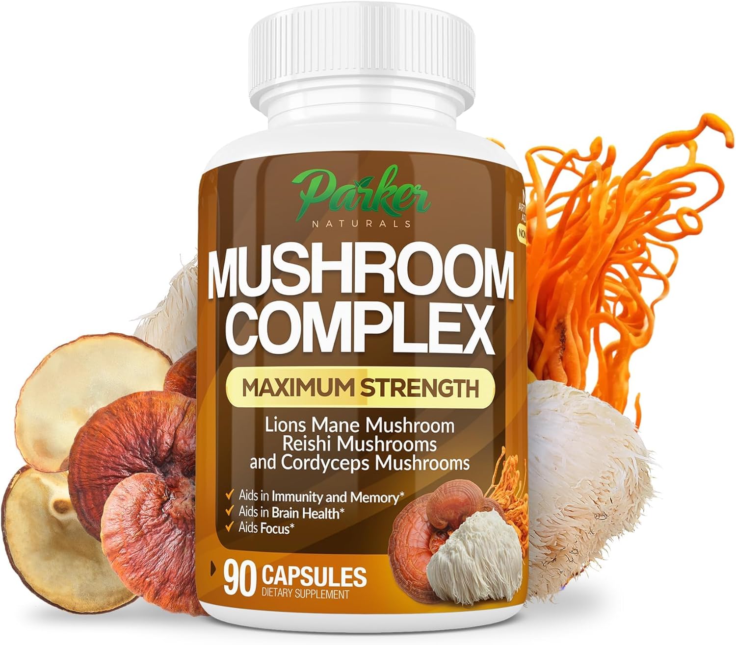 thumbnail video image 2 of Parker Naturals Mushroom Complex with Lion’s Mane, Cordyceps, Reishi – Focus and Immunity Support, 90 Capsules, 2 of 8