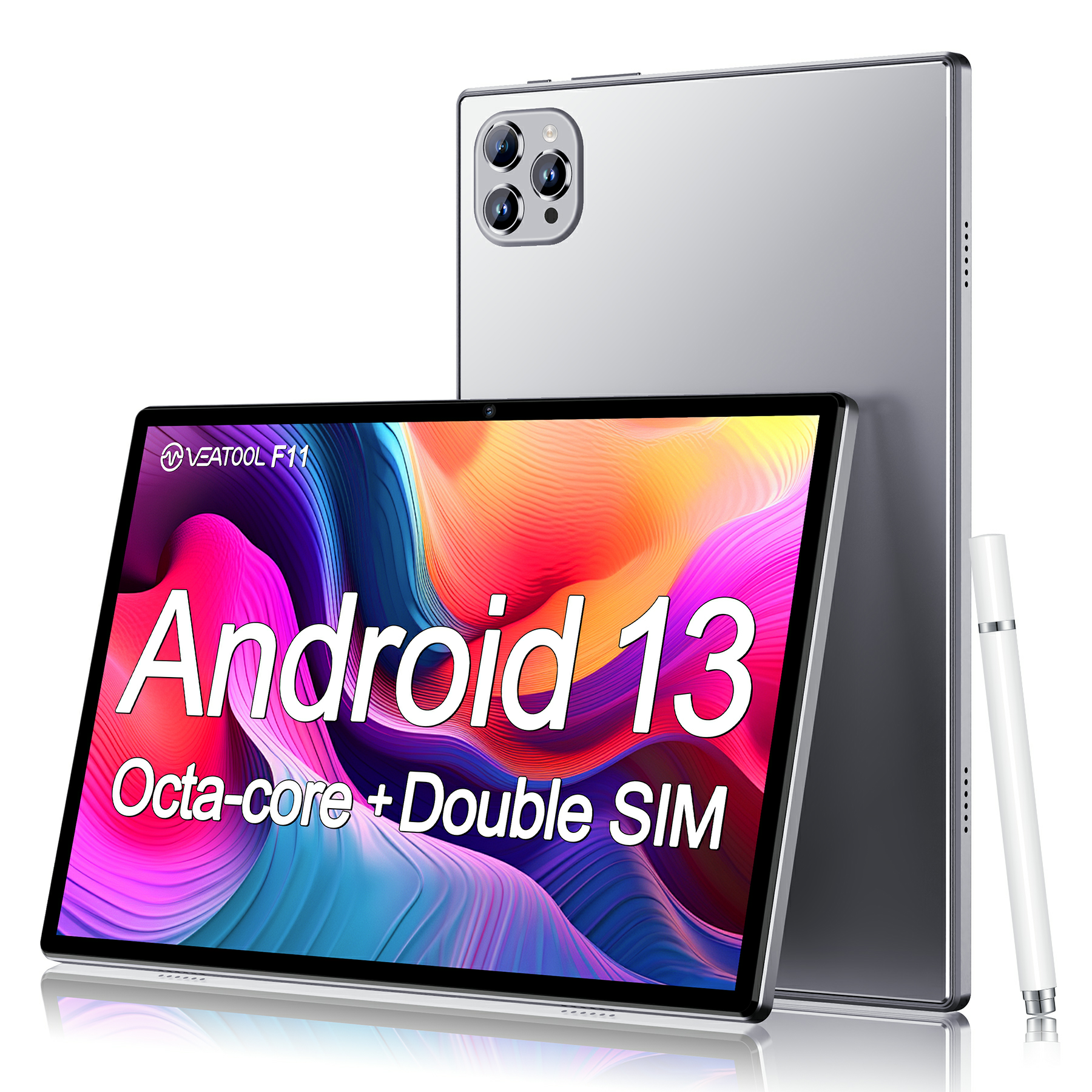 thumbnail video image 2 of VEAT00L F11 Android 13 Tablet 2026, 6GB(4+2) RAM, 64GB ROM, 128GB Expand, Quad-Core Processor up to 2.0 GHz, Dual Camera, WiFi, BT, 6000mAh with Fast Charge, 1280x800 HD Touch Screen, 2 of 8