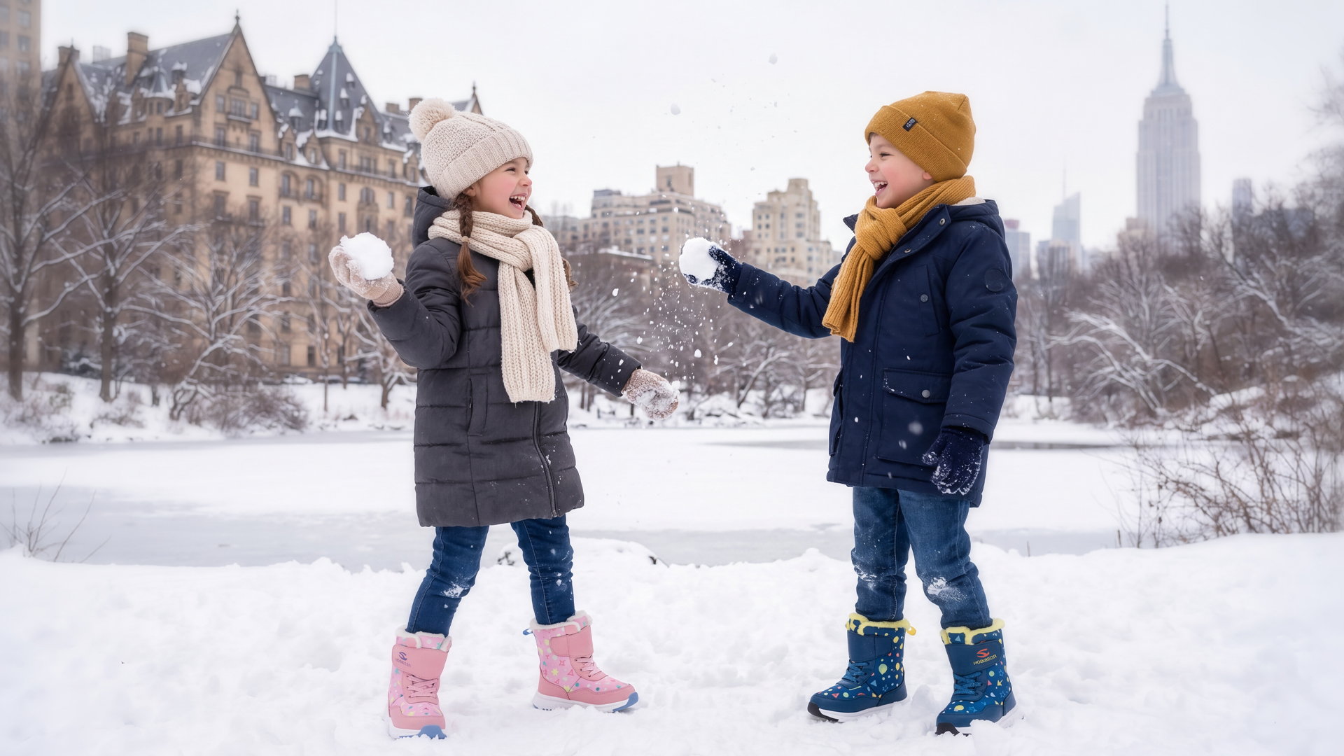 thumbnail video image 2 of HOBIBEAR Toddler Boys Girls Snow Boots Winter Shoes Warm Lined Waterproof, 2 of 7
