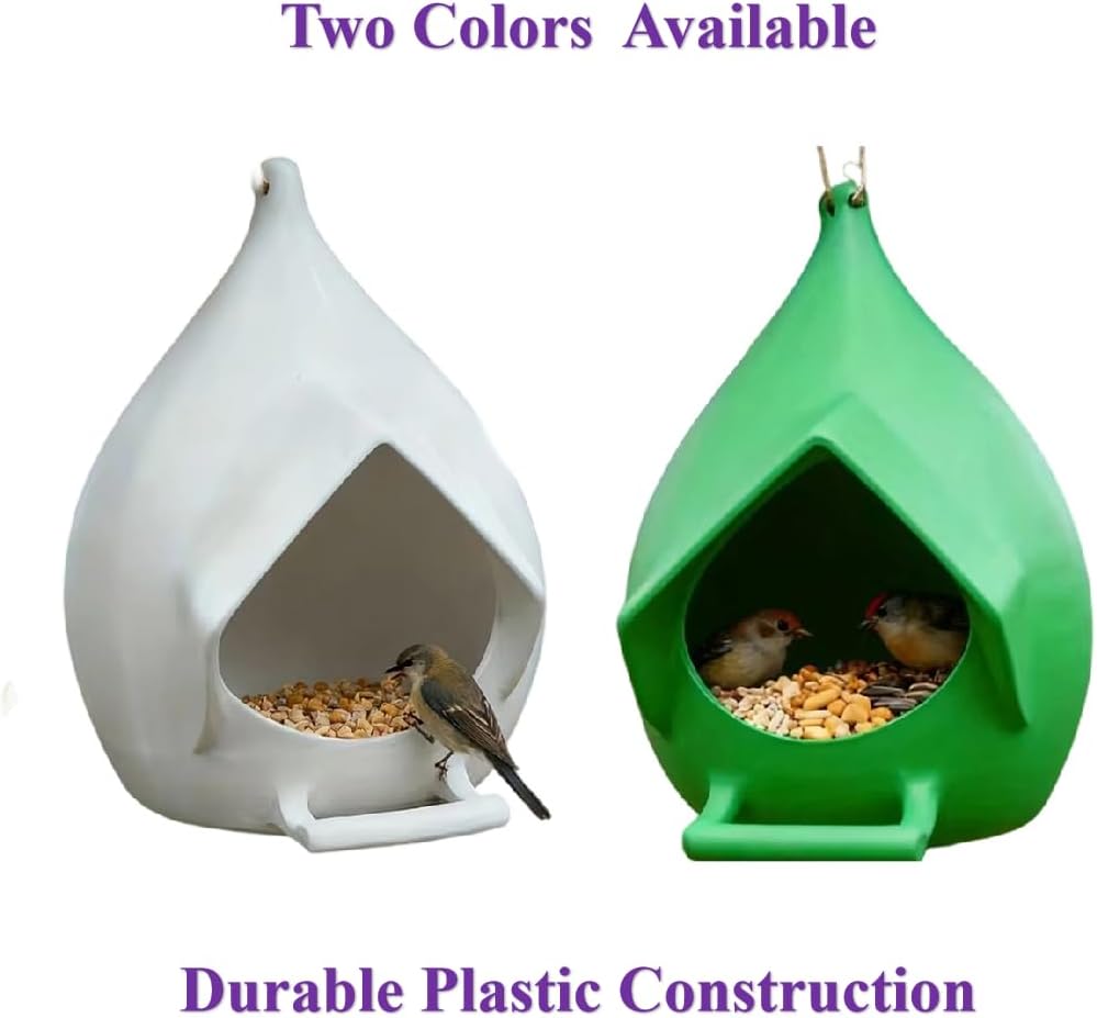 thumbnail video image 2 of JASKFLY Bird Feeder - Weather-Resistant Hanging Feeder with Spacious Feeding Area for Garden Birdwatching & Attracting Wildlife(White), 2 of 4