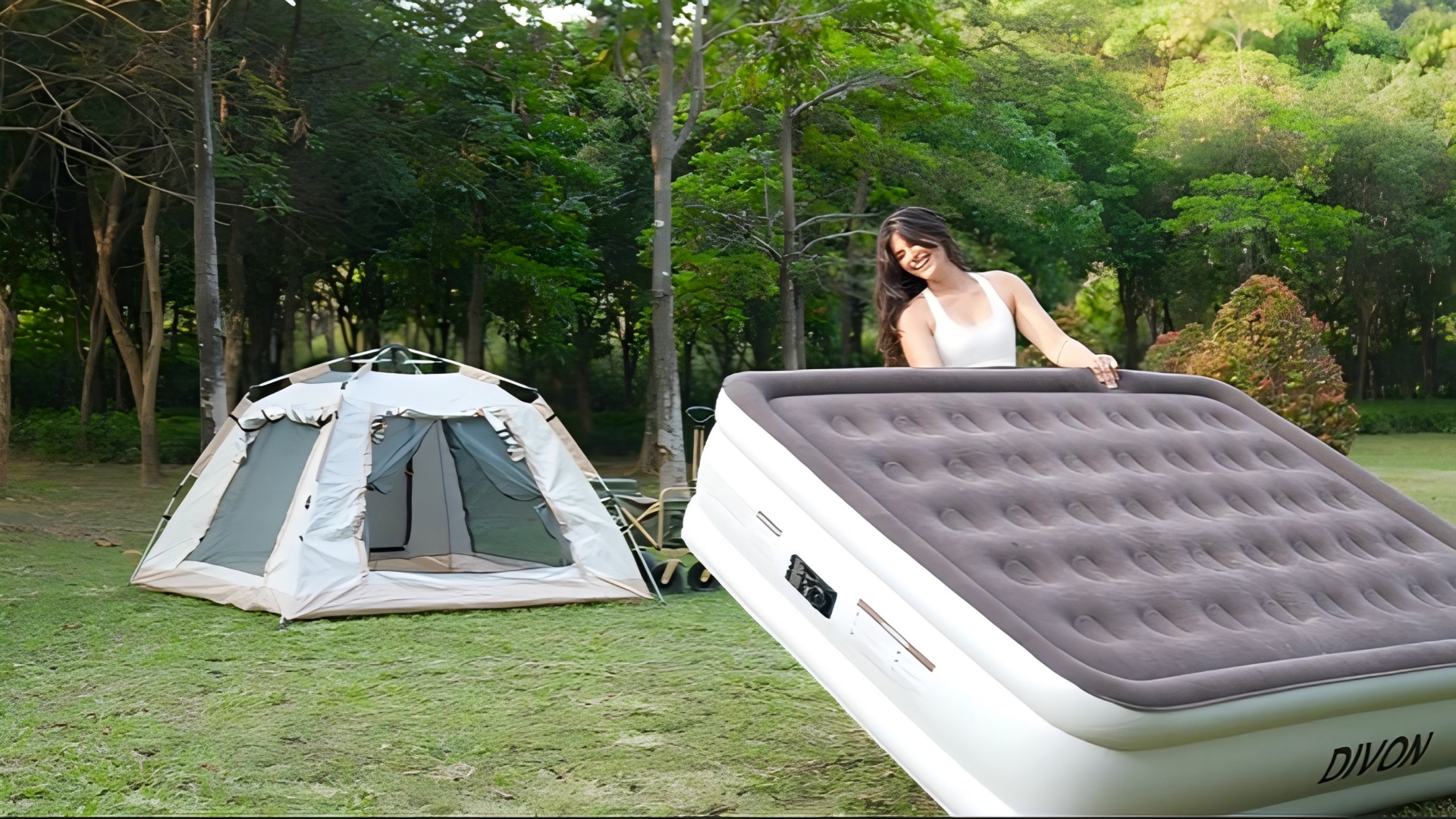 Divon Queen Air Mattress with Built-In Pump, 18-Inch Elevated ...