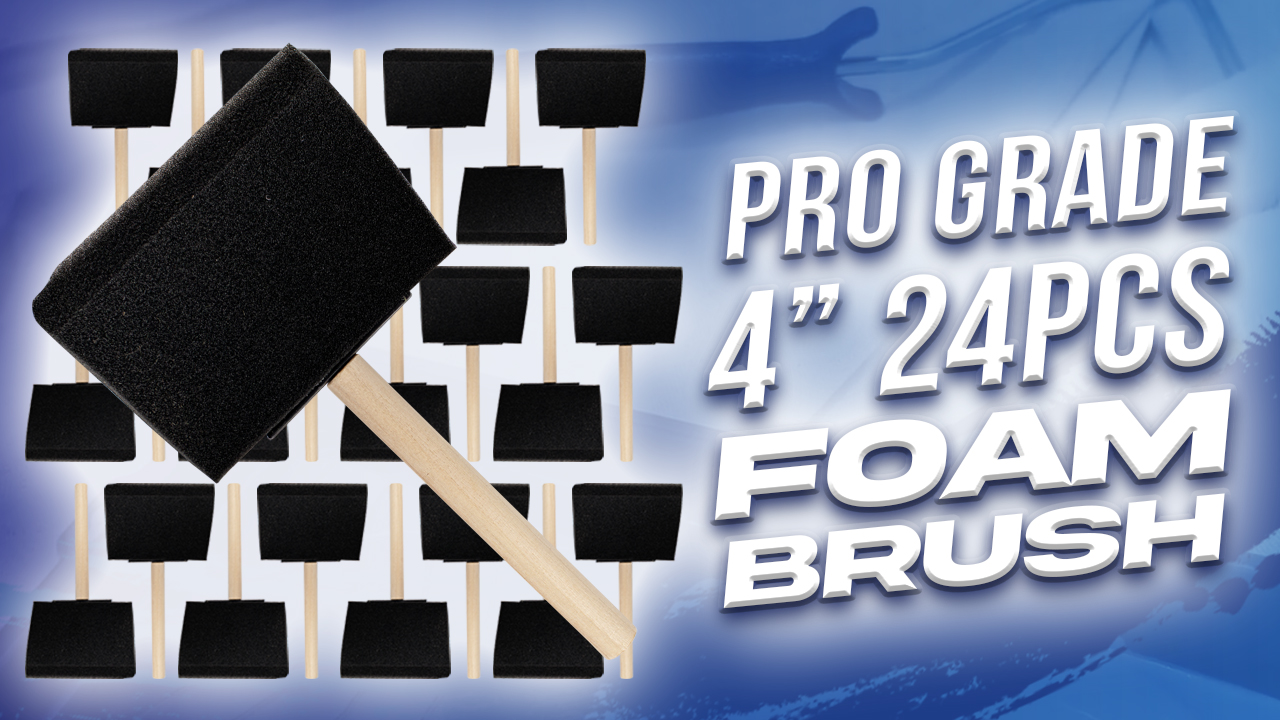 thumbnail video image 2 of Pro Grade Foam Brushes, 24 Piece Set, Wooden Brush Handle with 4-inch Polyurethane Foam Sponge, 2 of 8