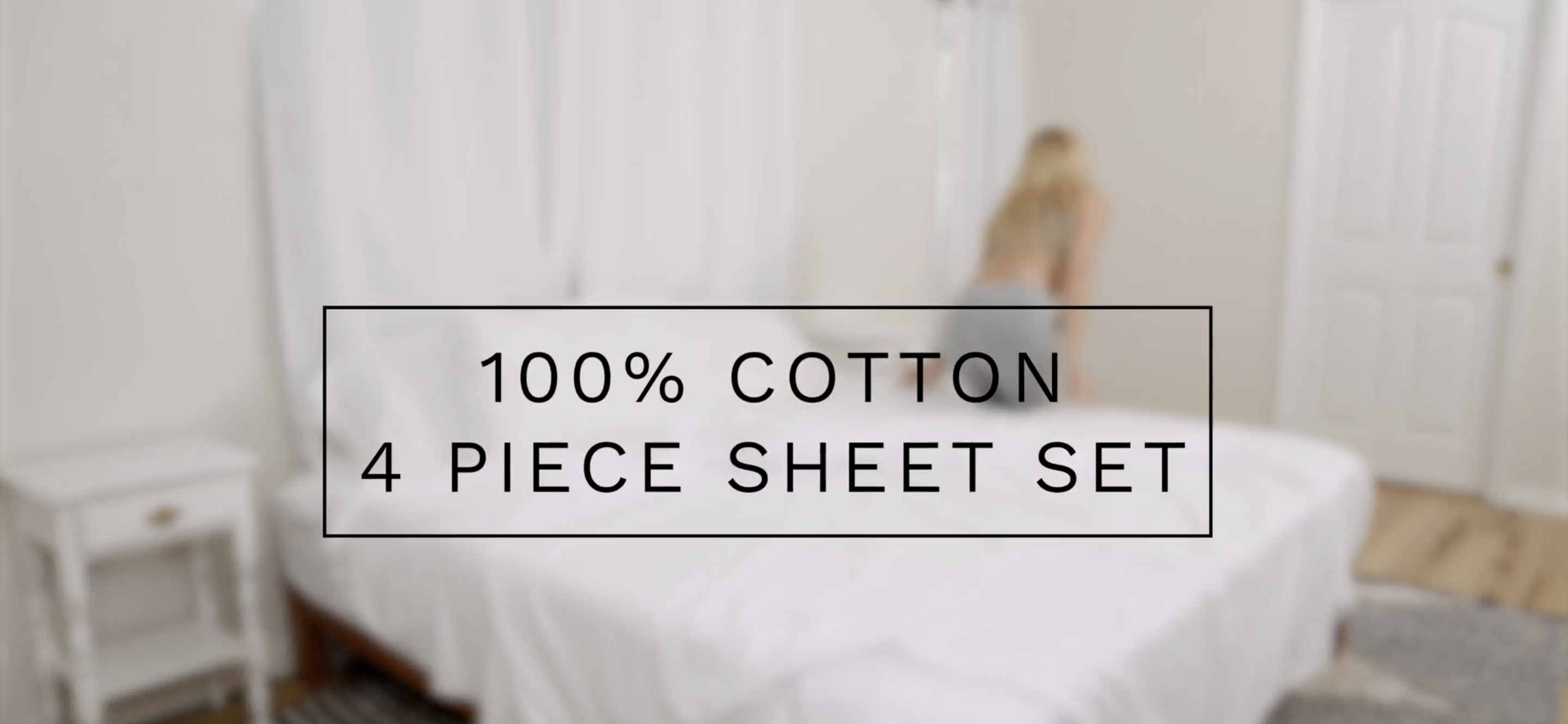 thumbnail video image 2 of CGK Linens 4-Piece 400 Thread Count Cotton Sheet Set - California King Size 100% Cotton Sateen Bed Sheets Fits 18"-24" Mattresses, White, 2 of 6