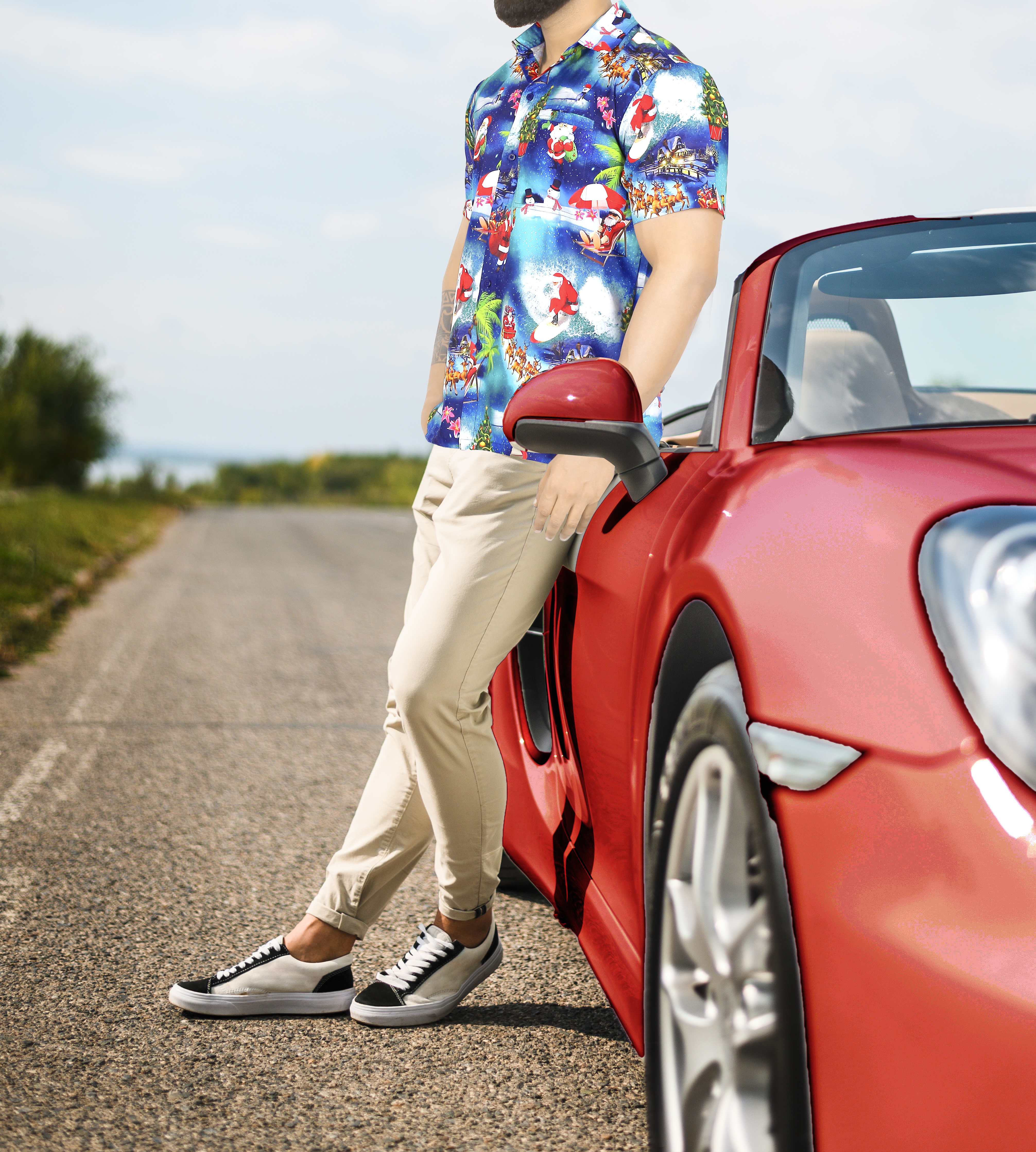 thumbnail video image 2 of LA LEELA Mens Hawaiian Christmas Tree Shirts Short Sleeve Button Down Shirt Men's Shirts Beach Hawaii Shirts for Men Funny 4XL Santa Reindeer, Blue, 2 of 7