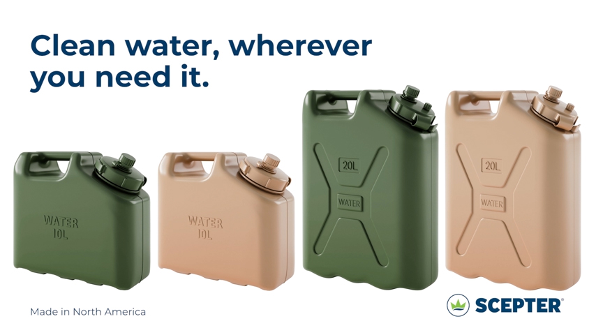 thumbnail video image 2 of Scepter Lightweight BPA 5 Gallon 20 Liter Portable Water Storage Container, Sand (5 Pack), 2 of 11