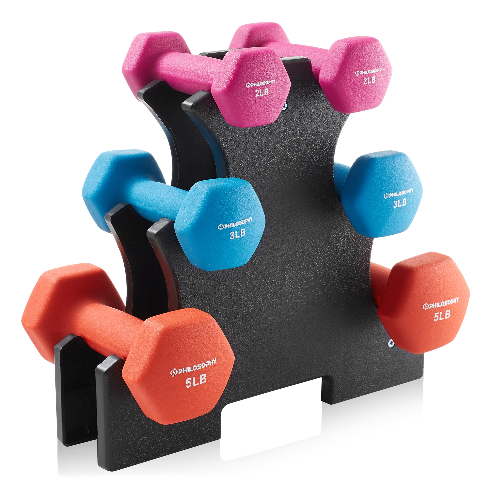 thumbnail video image 2 of Philosophy Gym Neoprene Dumbbell Hexagon Hand Weights, 3 lb Pair - 6 lb Total, 2 of 7