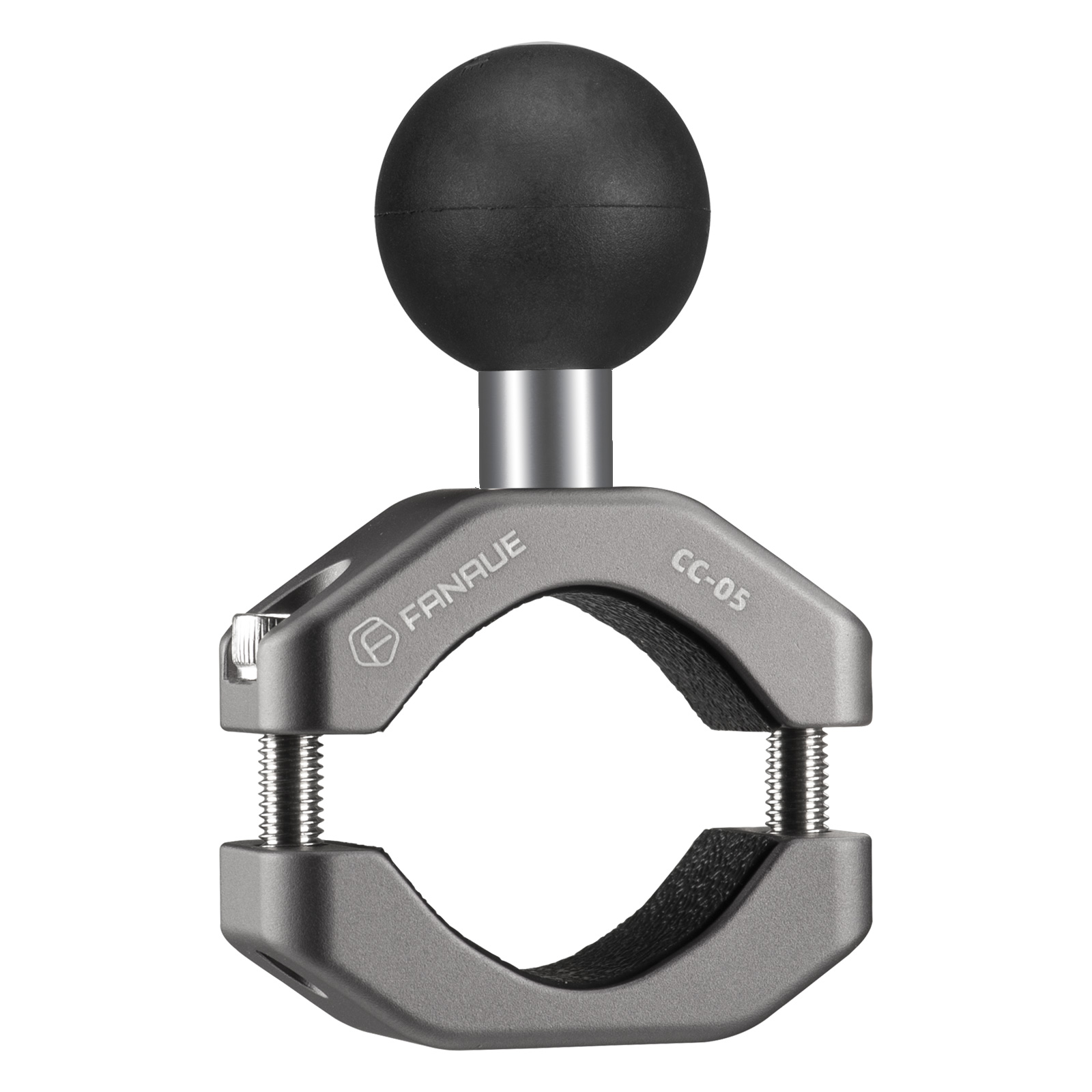 thumbnail video image 2 of FANAUE Aluminum Handlebar Clamp Mount U-bolt Base Compatible with RAM Mounts B size 1 inch Ball Double Socket Arm & Bike Motorcycle Phone Holder for 0.85" to 1.14" Diameter Rail, 2 of 10