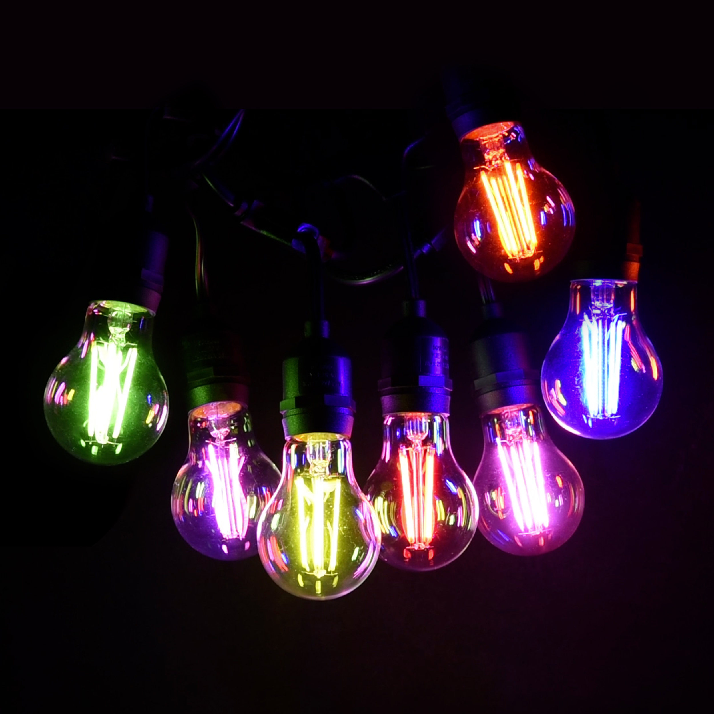 thumbnail video image 2 of Great Value A19 LED 7W Decorative E26 Medium Base Green Light Bulbs, 2 Pack, 2 of 9