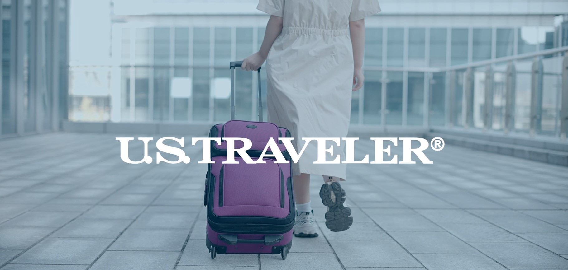 thumbnail video image 2 of U.S. Traveler Rio Rugged Fabric Expandable Rolling Carry-on Luggage Set w/ Tote, Purple, 2-Piece (21/10), 2 of 9