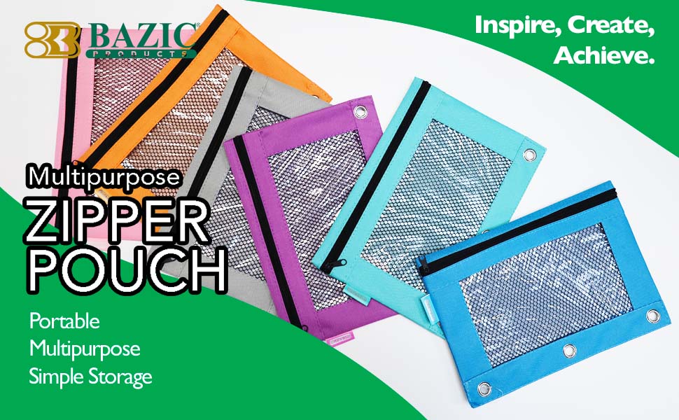 thumbnail video image 2 of BAZIC 3 Ring Pencil Pouch, Mesh Window, Pastel Color, 6-Pack, 2 of 8