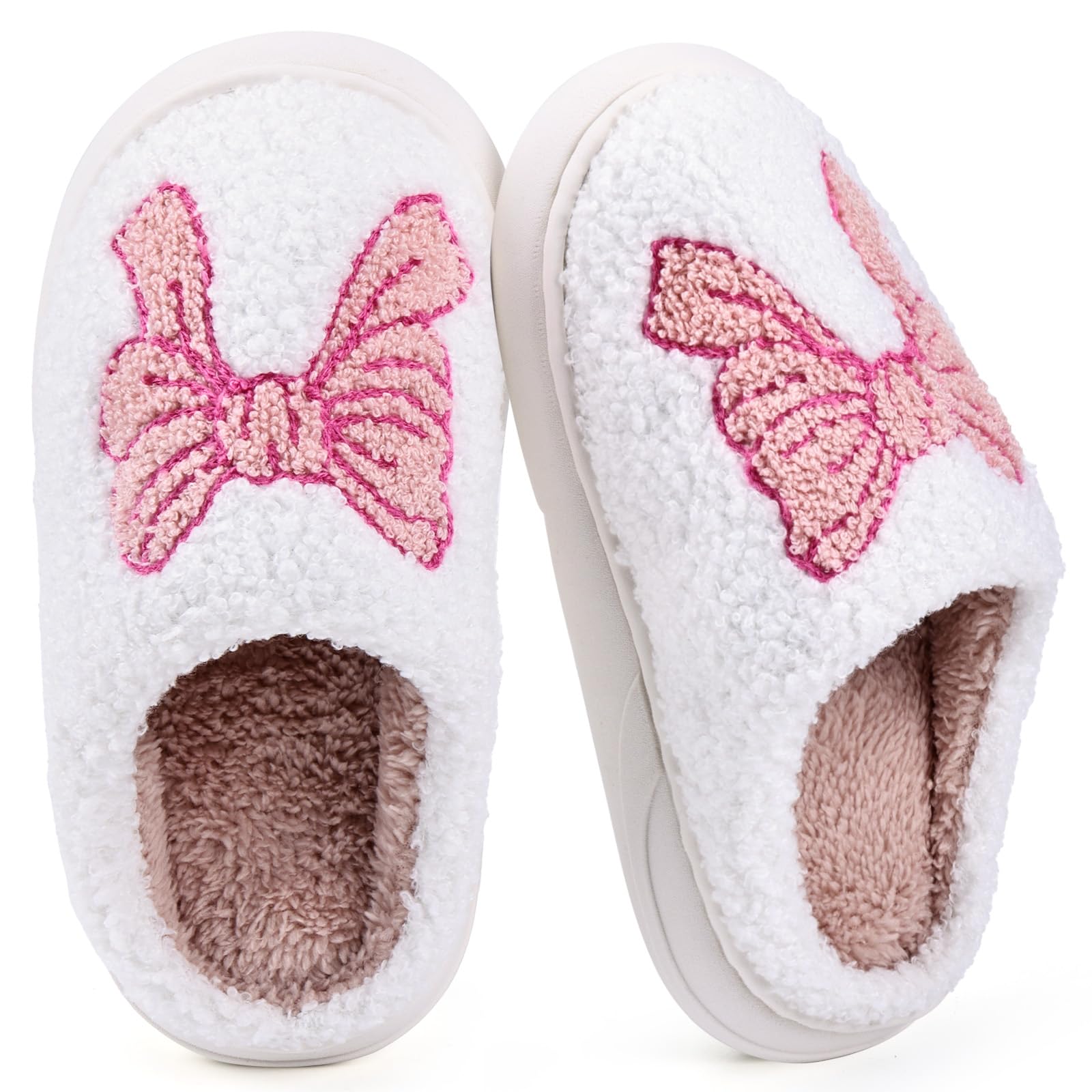 thumbnail video image 2 of Kid Cotton Slipper for Toddler Boys Girls, Soft Plush Cute Fuzzy Winter Slide House Slippers, Warm Non‑Slip Thick Sole Footwear for Little Kid & Big Kid, 2 of 7