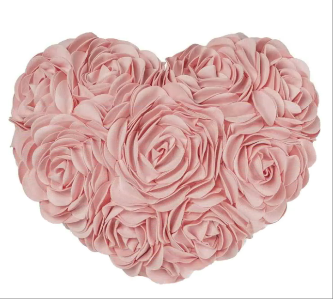 thumbnail video image 2 of JWH 3D Handmade Decorative Valentine Suede Flower Throw Pillows in Heart Shape 13 x 16inch Pink, 2 of 12
