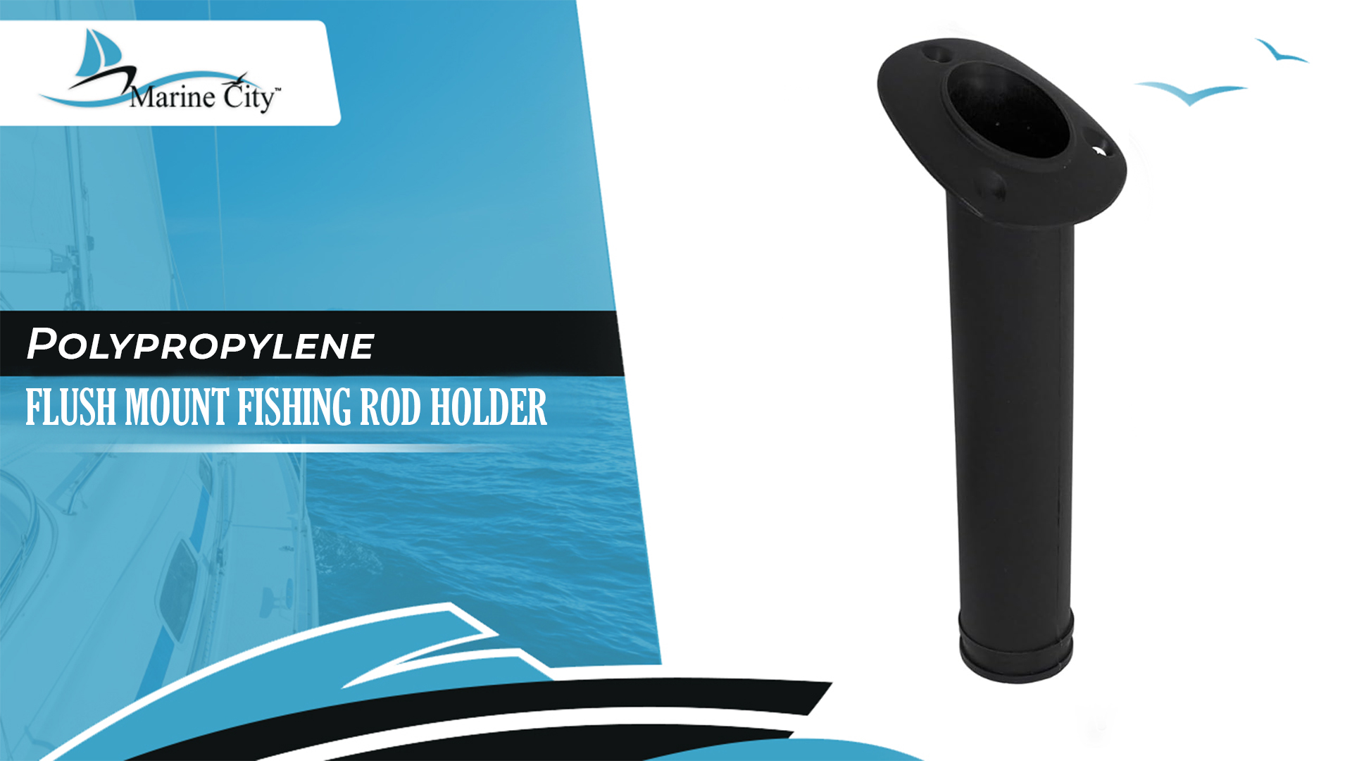 thumbnail video image 2 of MARINE CITY 30 Flush Mount Fishing Rod Holder, 9-1/2 Inches Length, Weather-Resistant, Lightweight, Ideal for Marines, Boats, Kayaks & Yachts Pack of 1, 2 of 8