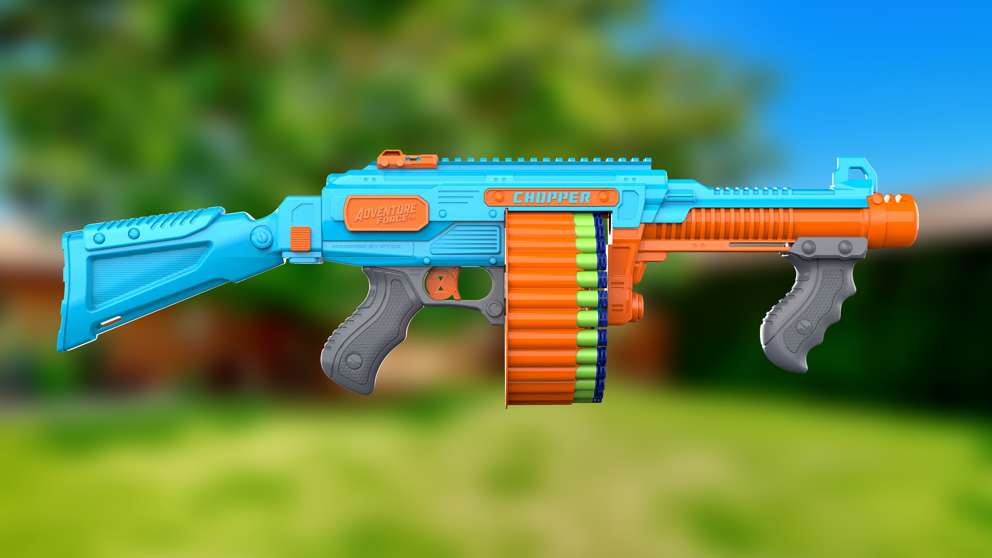 thumbnail video image 2 of Adventure Force Chopper Submachine Foam Dart Blaster, 34 Pieces, 2 of 8
