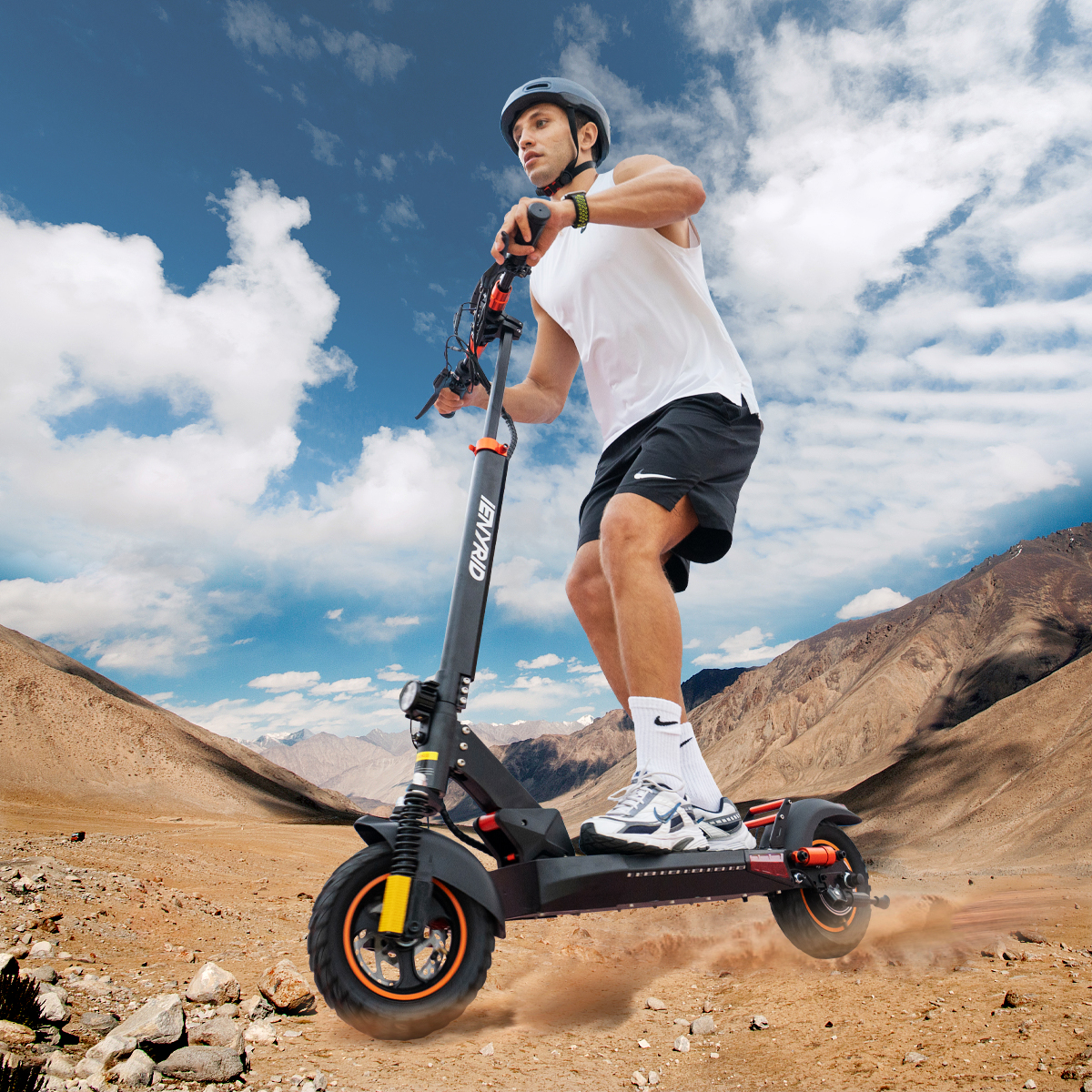 thumbnail video image 2 of iENYRID Electric Scooter for Adults Off-road Professional E-scooter with 800W 48V 12.5AH Li-battery up to 28 MPH & 25 Miles, Foldable Adults Commuting Escooter, 10" Off-road Tire,265lbs Capacity, 2 of 19