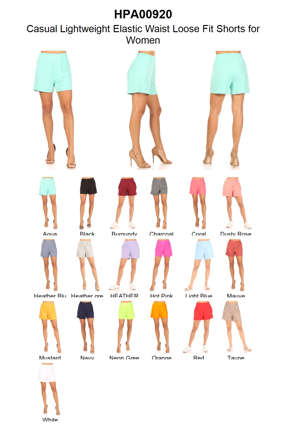 thumbnail video image 2 of Moa Collection Women's Casual Lightweight Elastic Waist Loose Fit Shorts for Women, 2 of 6