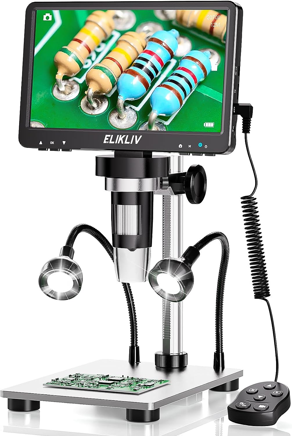 thumbnail video image 2 of Elikliv 1200X Digital Microscope 1080P Coin Magnifier with 12MP Camera Sensor 10 LED Lights - Microscope for Adults, 2 of 9