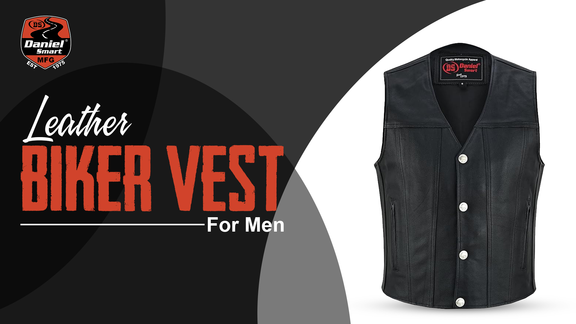 thumbnail video image 2 of Daniel Smart S to 8XL Biker Vest for Men Premium Cowhide Leather Motorcycle Vest with Plain Sides Design, 2 of 8
