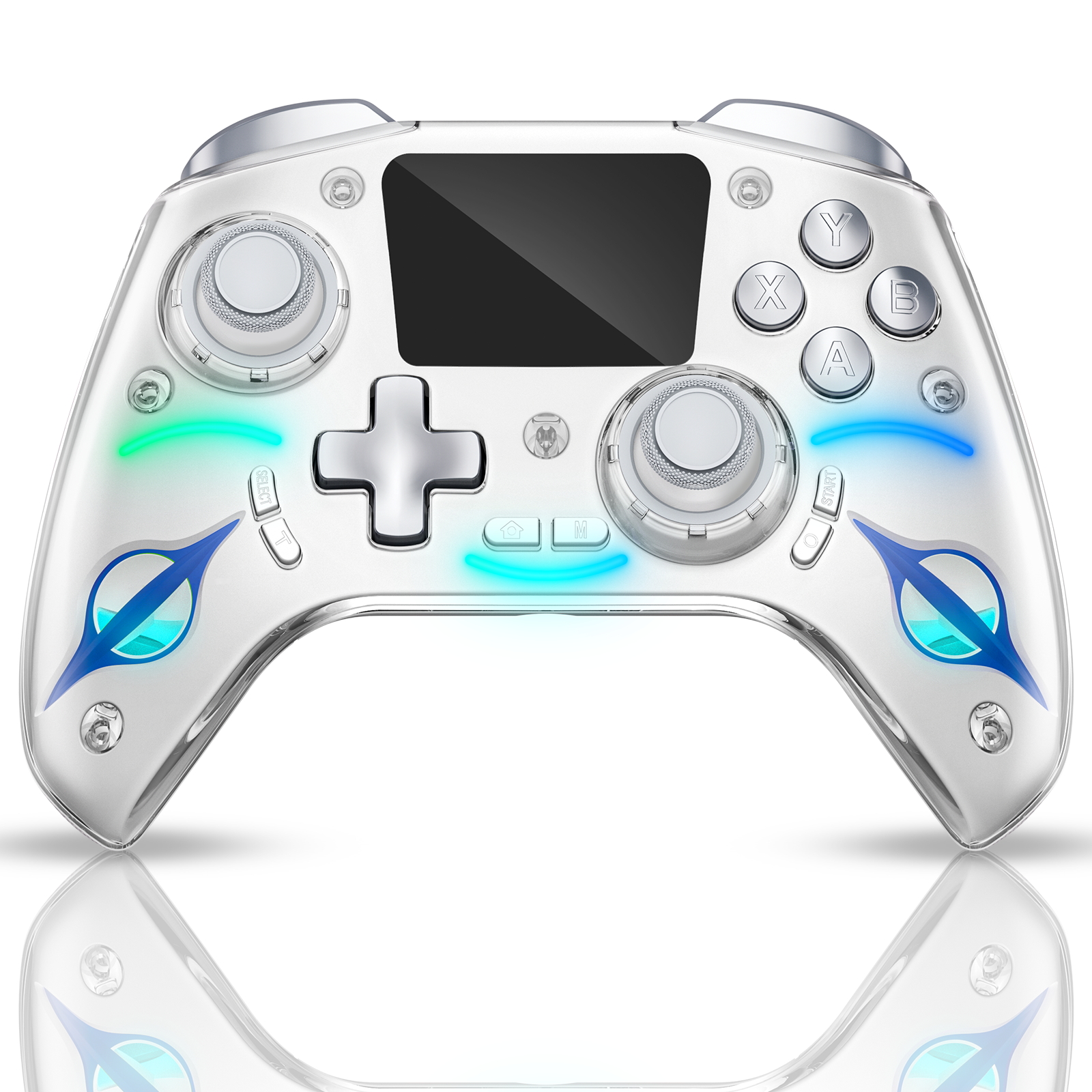 thumbnail video image 2 of Wireless Gaming Controller with Smart Interactive Screen,Hall Effect Joysticks,RGB Lighting,Bluetooth Gamepad Compatible with switch/PC/PS4/iOS/Android,1200mAh,White(Not for Xbox,PS5), 2 of 10