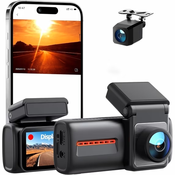 thumbnail video image 2 of CocoBear 4K Dash Cam Front and Rear with WiFi 6, Dual 4K+1080P Recording, 2.99" IPS Display, APP Control, Night Vision WDR, G-Sensor, Loop Recording, 24H Parking Mode, Type-C, 2 of 10