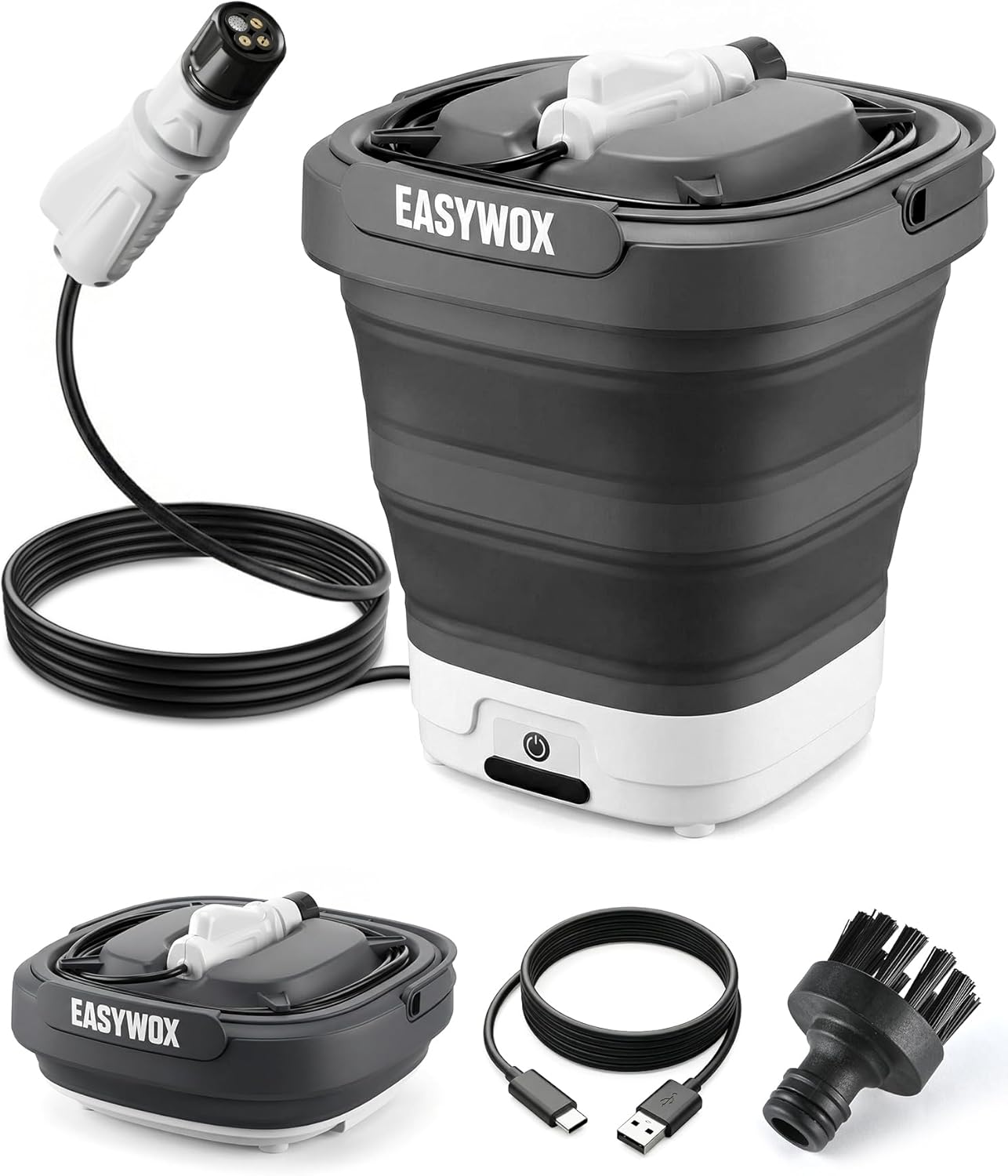 thumbnail video image 2 of EasyWox Cordless Electric Pressure Washer, Foldable Portable, 3.2 gal Tank, 290 PSI, 4-in-1 Nozzle, Type-C Charging for Camping Car Bike Pet Garden, 2 of 12
