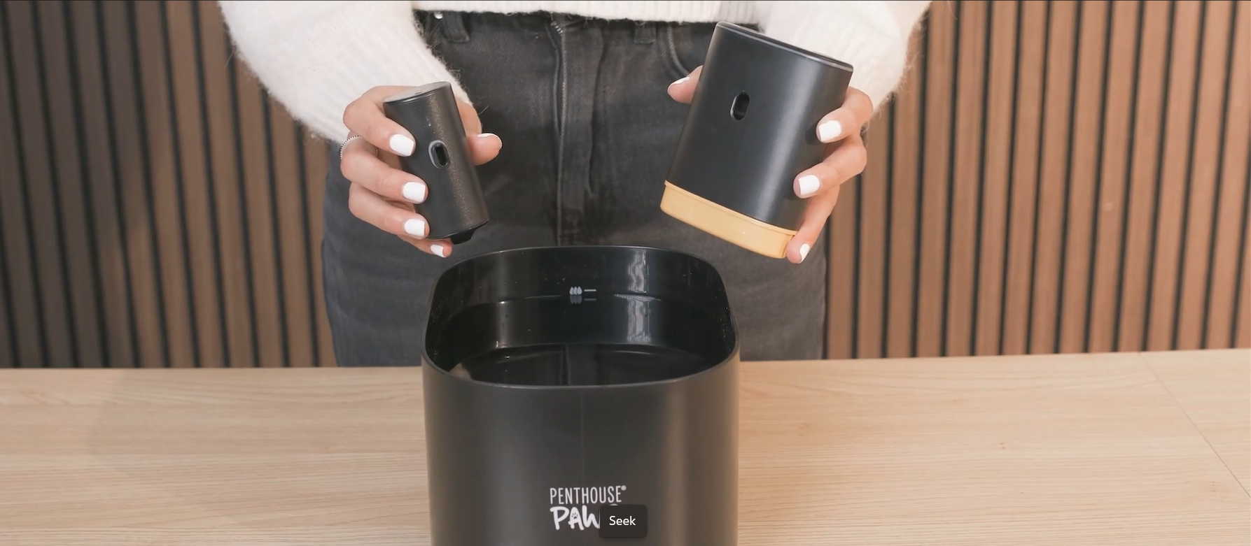 thumbnail video image 2 of Penthouse Paws Smart Cat Water Fountain 2.2L, App Controlled Automatic Water Dispenser, Ultra Quiet Pump, 5-Stage Filter, Whisker Friendly Bowl, for Cat & Dog, Black, 2 of 8