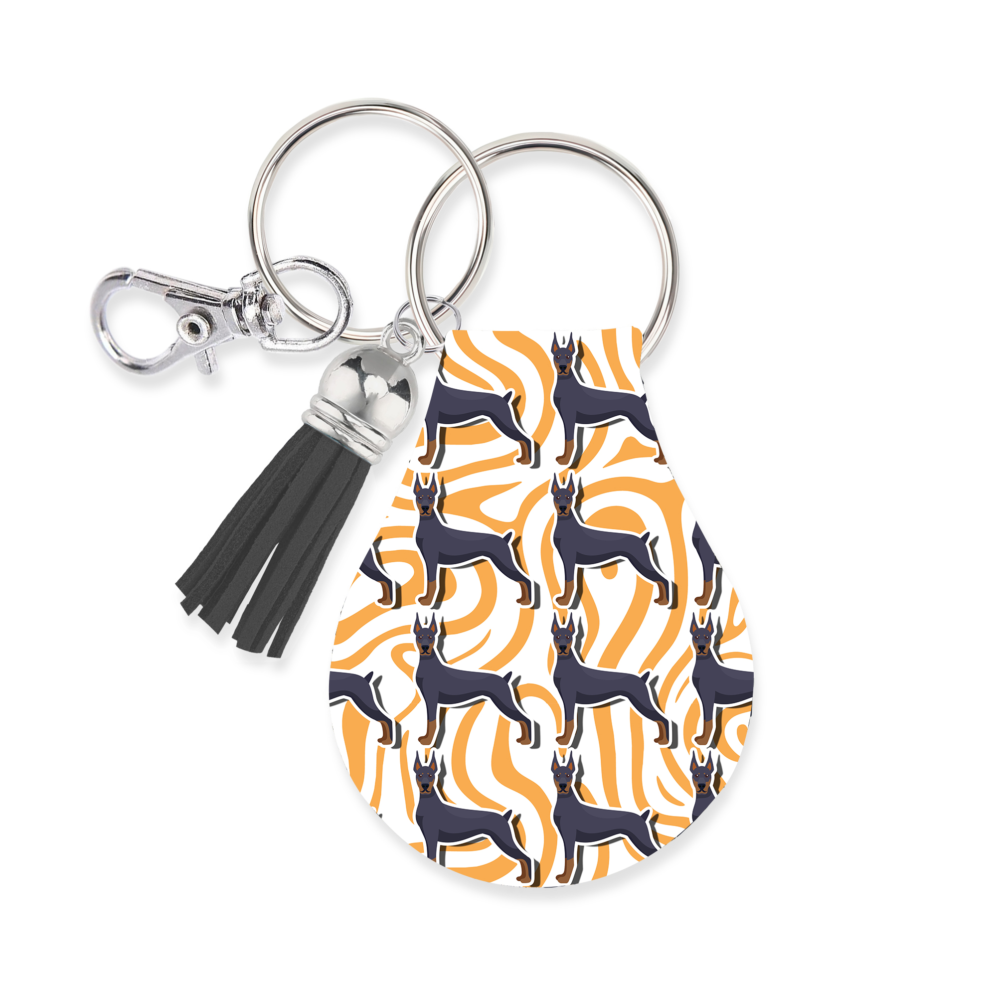 thumbnail video image 2 of Jolitee Neoprene AirTag Compatible Case Keychain – Durable & Stylish Holder with Secure Ring and Clip, Compatible with Apple AirTag (Doberman Pinscher), 2 of 6