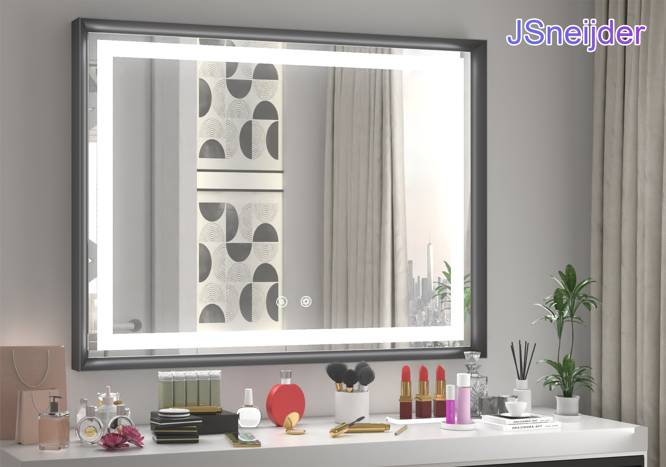 JSneijder 40x30 in LED Bathroom Mirror with Lights, Dimmable, Anti-Fog ...