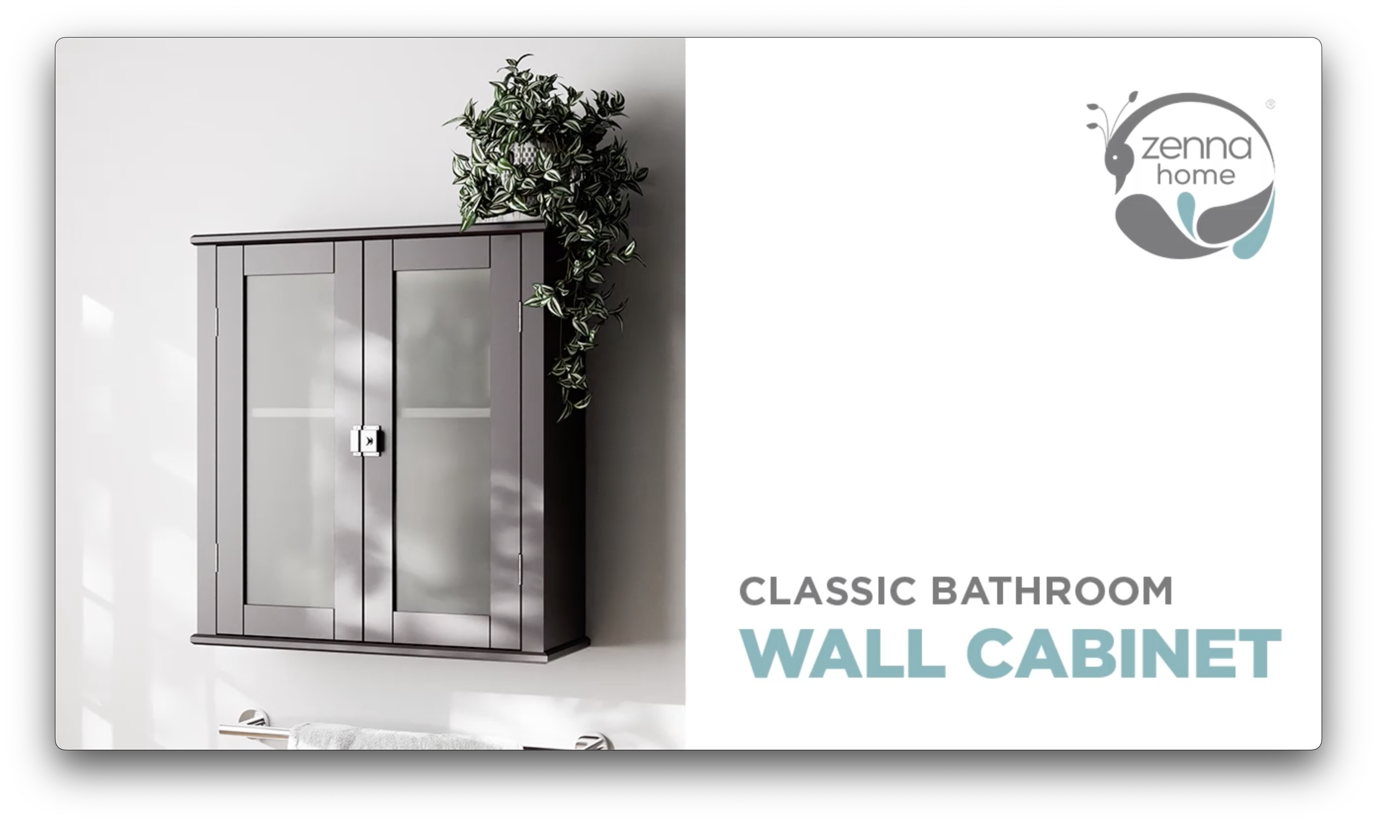 thumbnail video image 2 of Zenna Home Classic Wall Cabinet, Wall-Mounted Storage, Espresso, 2 of 7