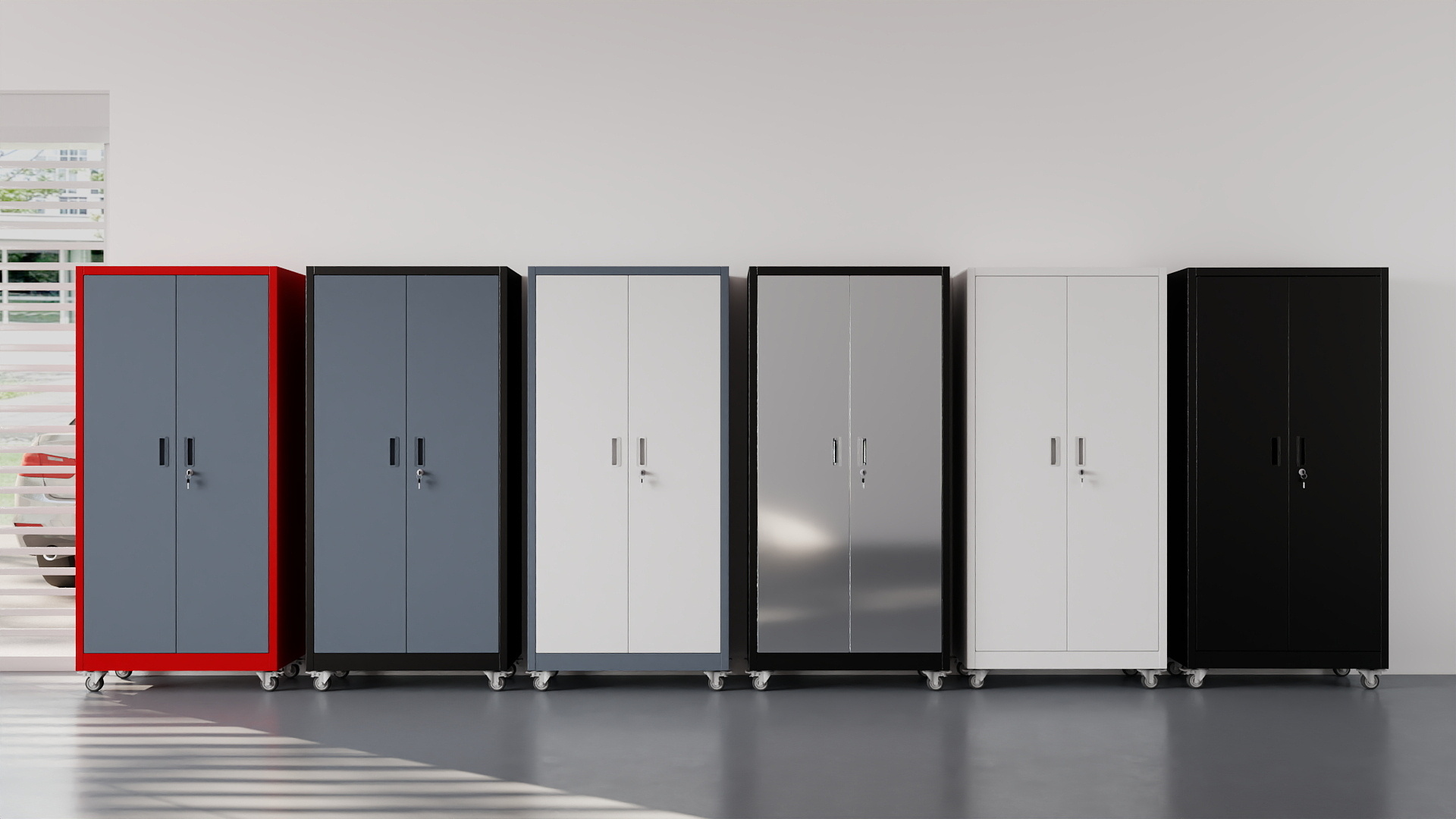 thumbnail video image 2 of GAEANET Metal Garage  Cabinet with Wheels for Home Office, Steel Storage Cabinet with 5 Adjustable Shelves & Pegboards, Locking Metal Storage Cabinet with 2 Doors ,Assembly Required,Black  Silvery, 2 of 11