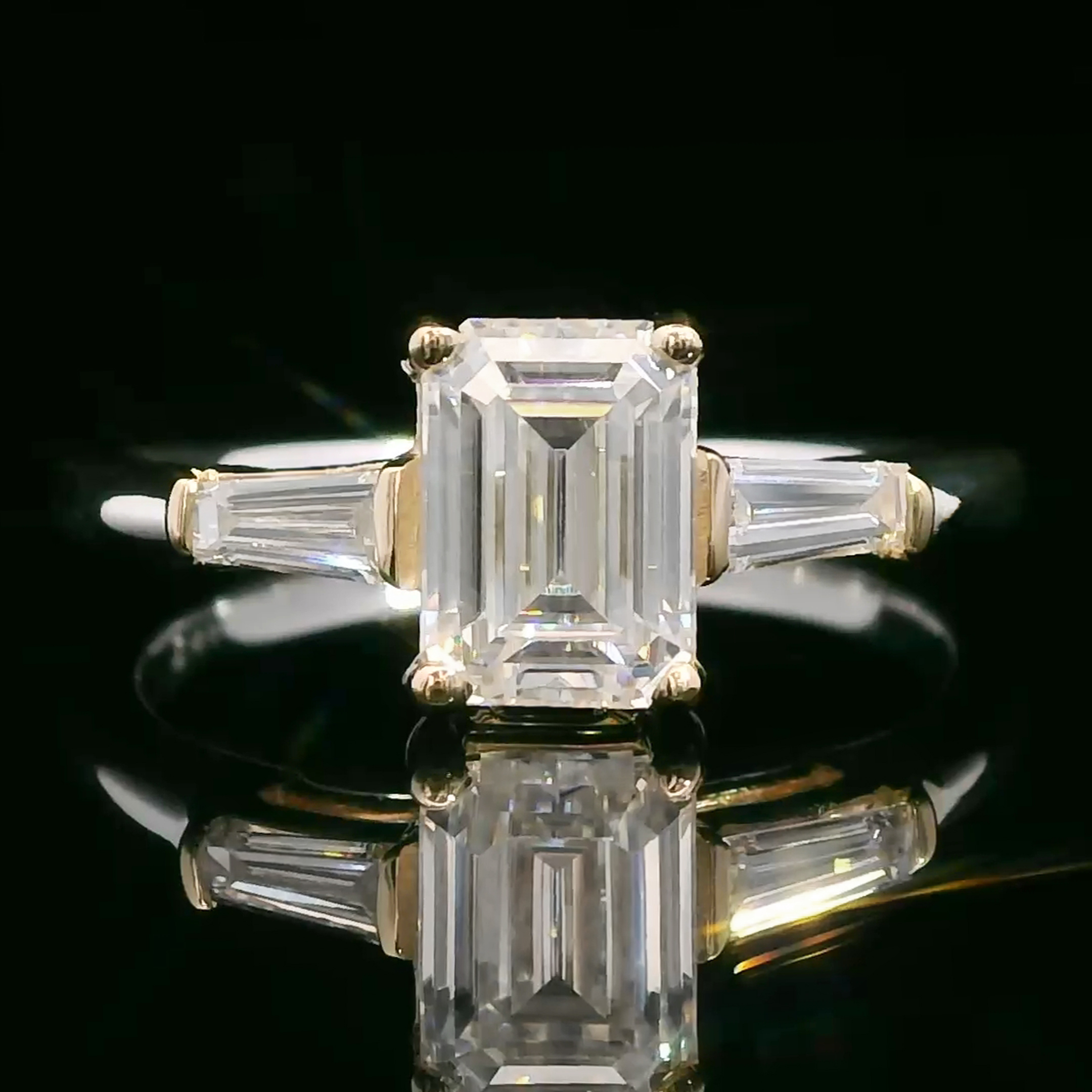 thumbnail video image 2 of Gem Stone King 1.20 Cttw IGI Certified Lab Grown Diamond in 925 Silver and 10K Yellow Gold Engagement Ring for Women | Center Diamond 1 Ct | E-F Color | VS1 Clarity (Size 8), 2 of 7