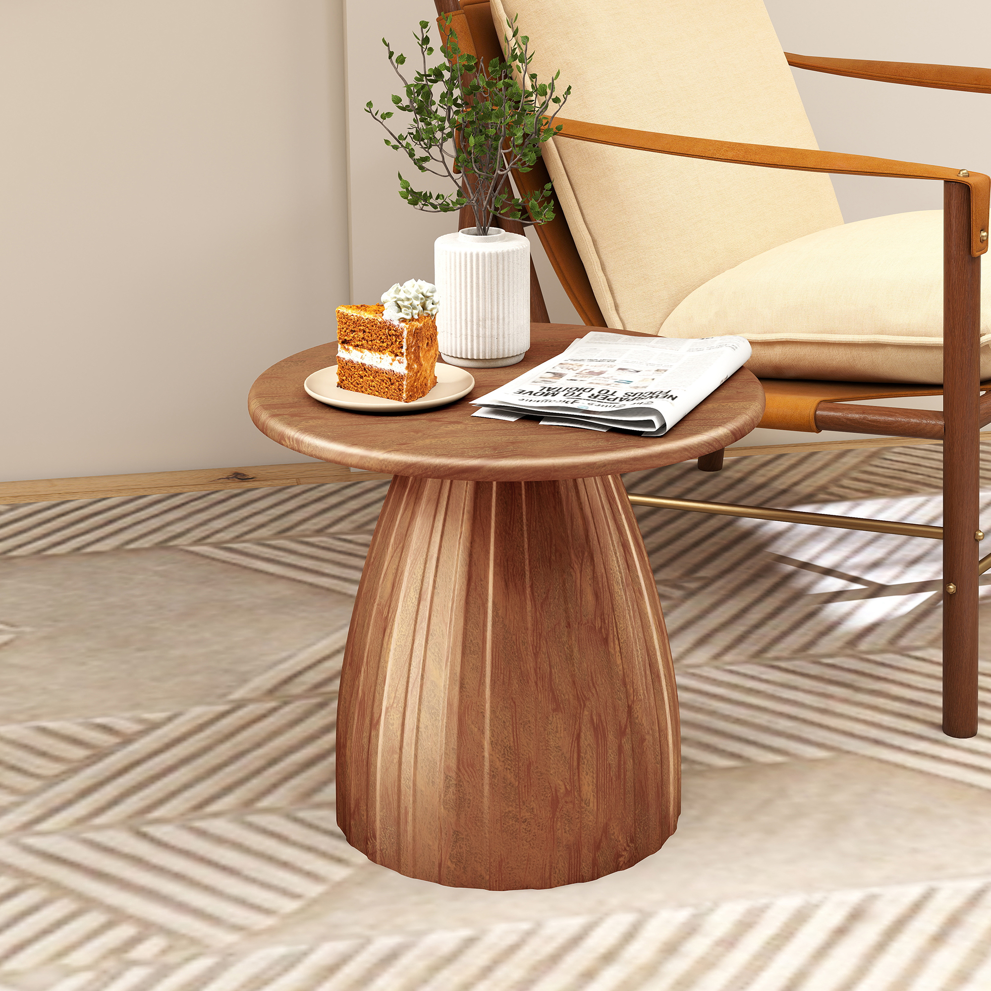 thumbnail video image 2 of Oubayajia Round Side Table, Small Couch End Table Drink Table, Metal, Brown, 2 of 10