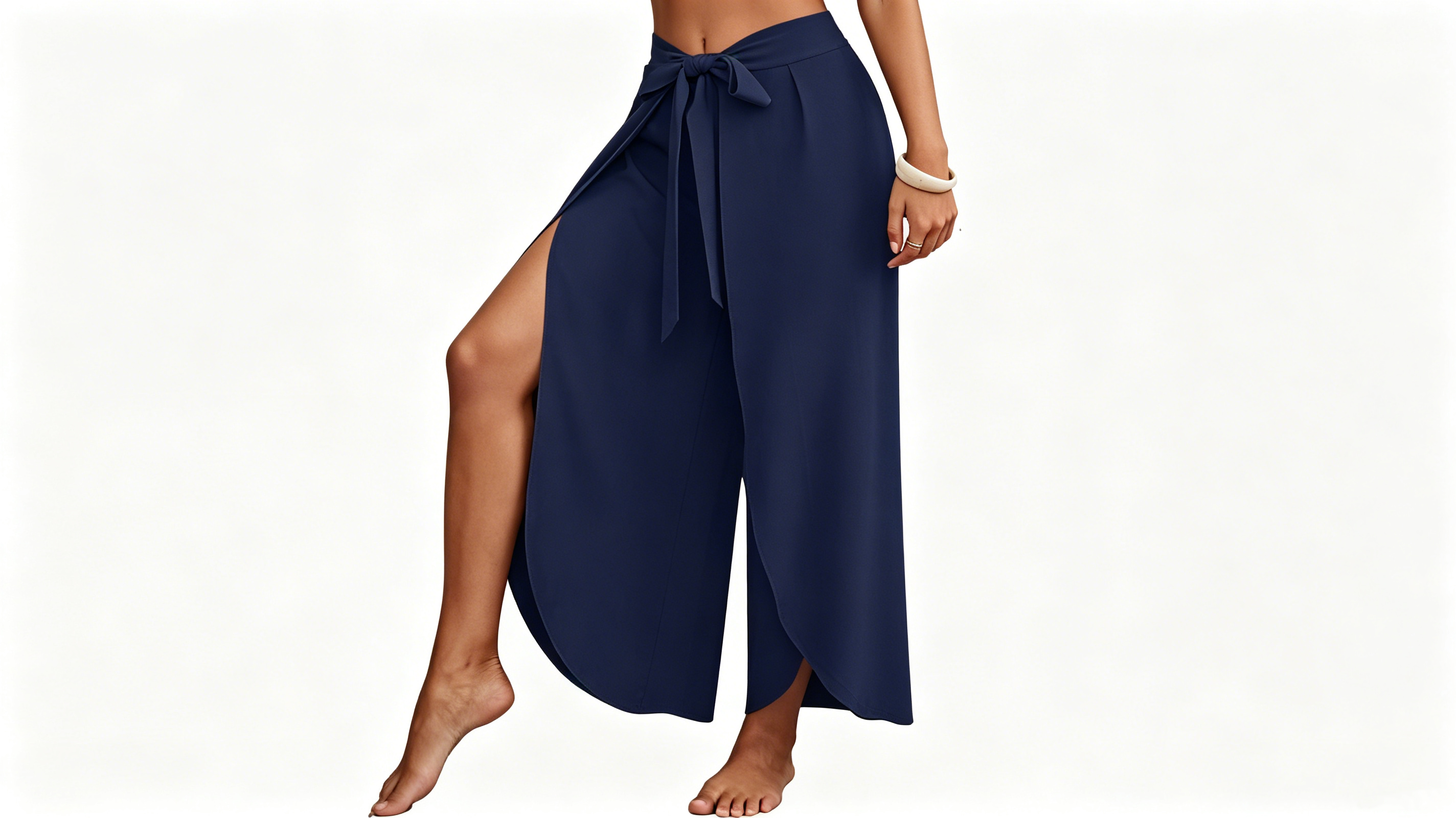 thumbnail video image 2 of PBFRDSJ Loose Pants for Women Drawstring Elastic Waisted High Slit Wide Leg Pants Casual Comfy Palazzo Flowy Trousers, 2 of 8