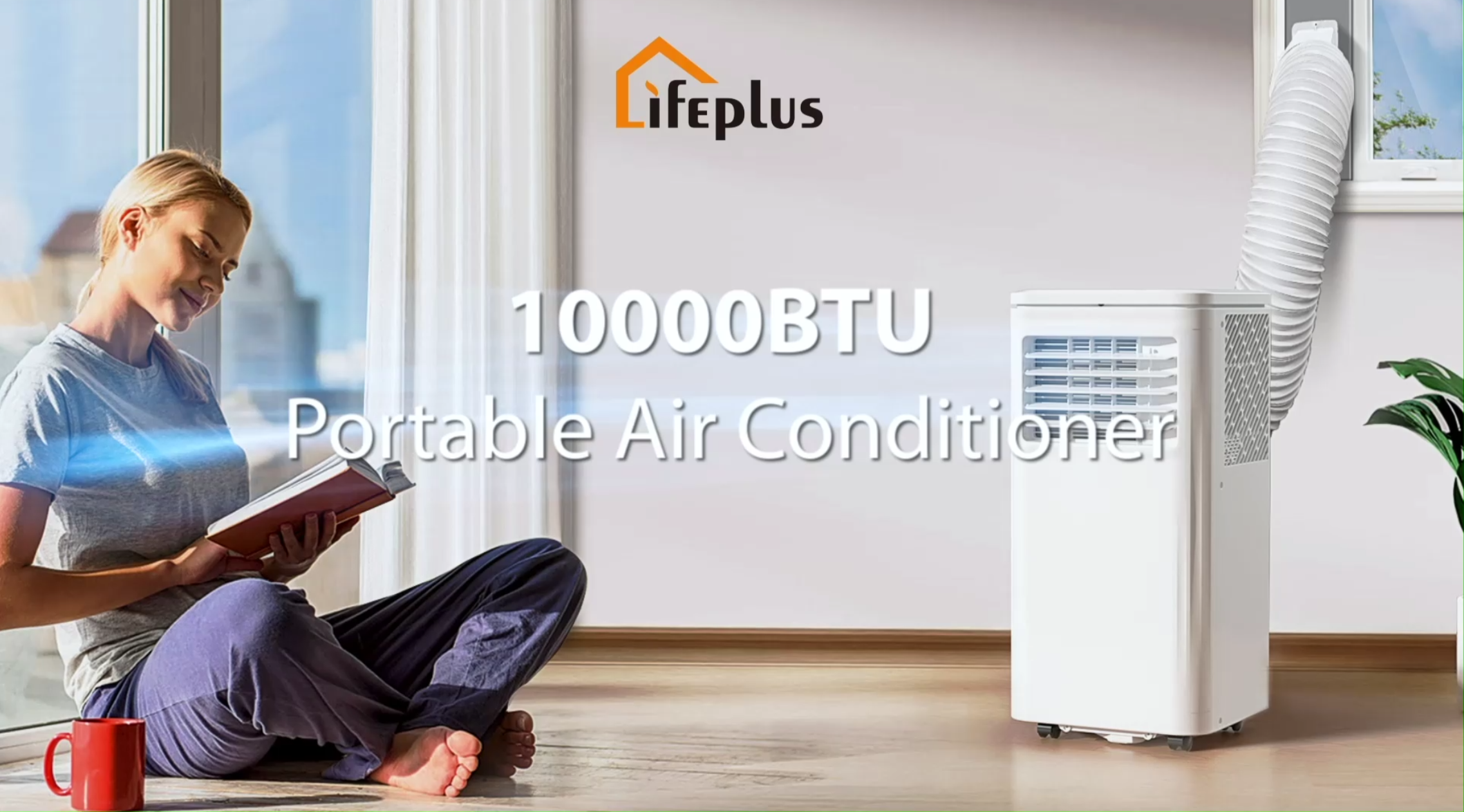 thumbnail video image 2 of LifePlus Portable Air Conditioner 10000BTU Ashrae ( 6000BTU) Indoor Room AC Unit Dehumidifier Window Kit Remote Control Easy&Efficient Bedroom, 2 of 15
