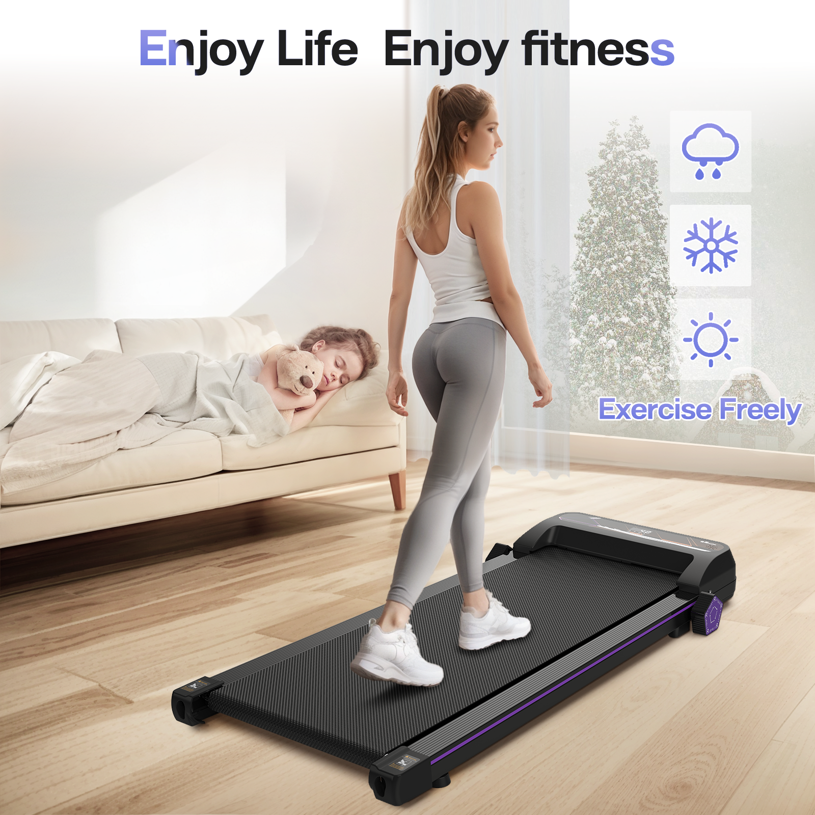 thumbnail video image 2 of FYC Walking Pad with Incline - Under Desk Treadmill for Home Portable Lightweight Compact Running Machine Walking Jogging for Home Office, 2 of 8