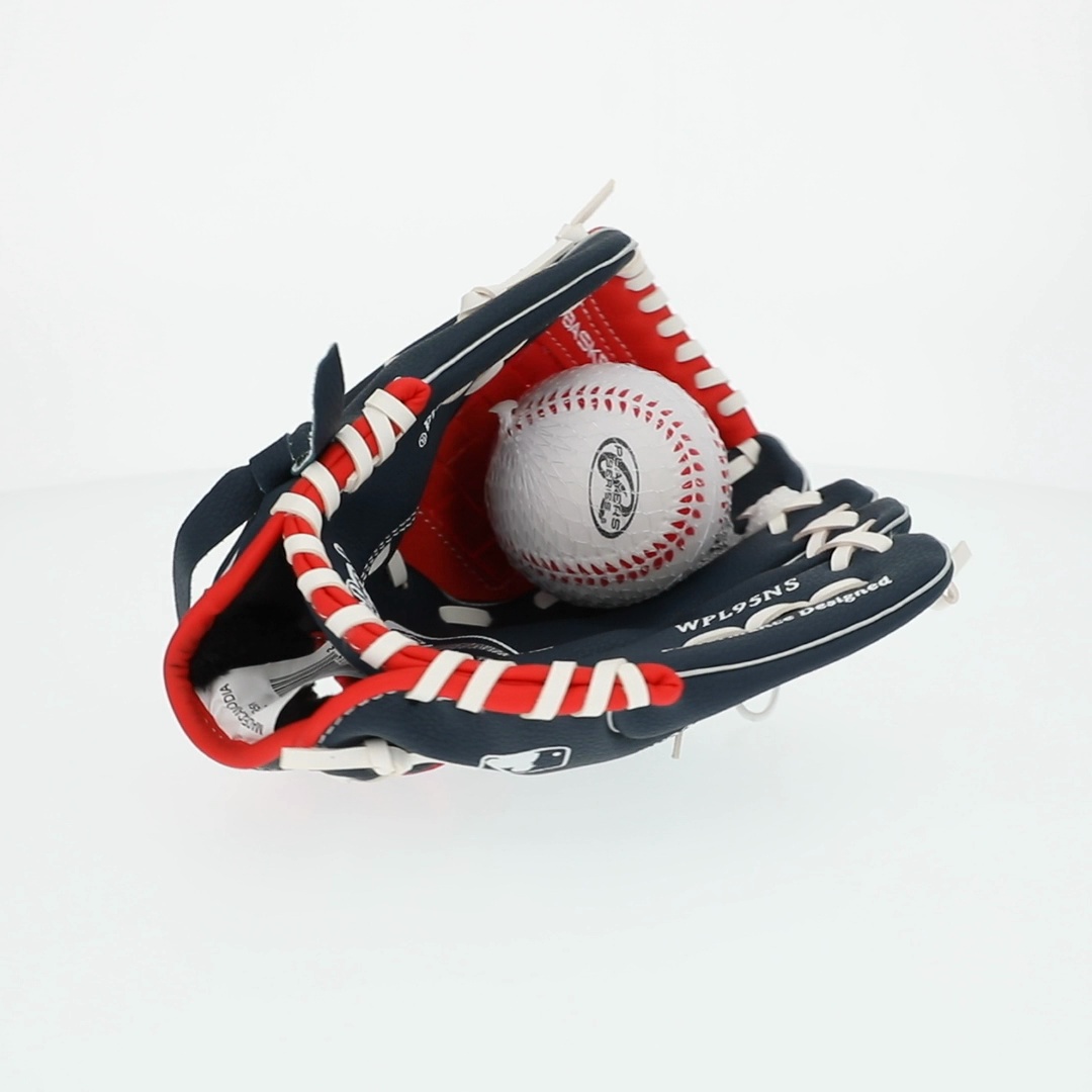Rawlings Players Series Tee Ball Glove W/ Ball, 9.5 inch, Red/Navy
