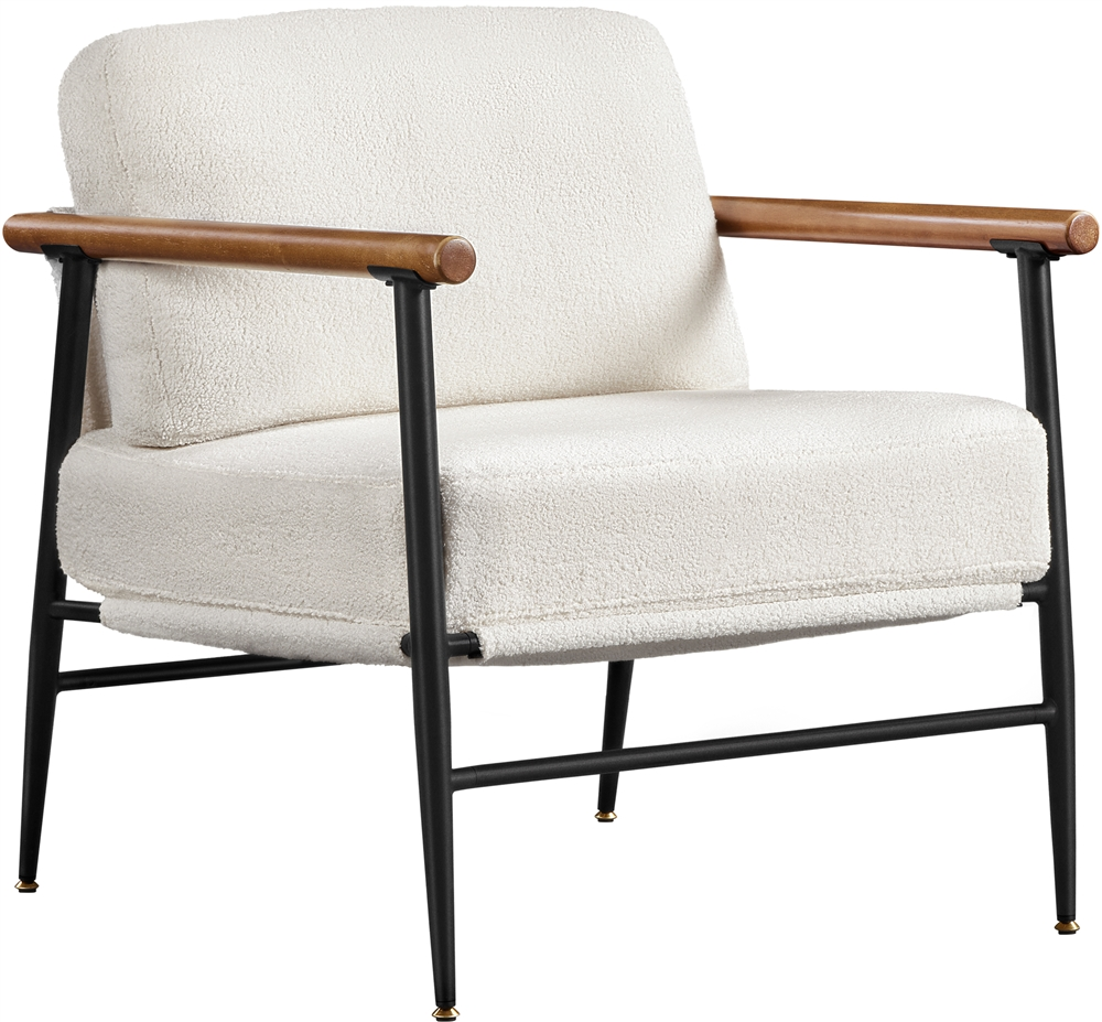 thumbnail video image 2 of Yaheetech Modern Upholstered Boucle Accent Chair with Metal Frame for Living Room, Ivory, 2 of 12