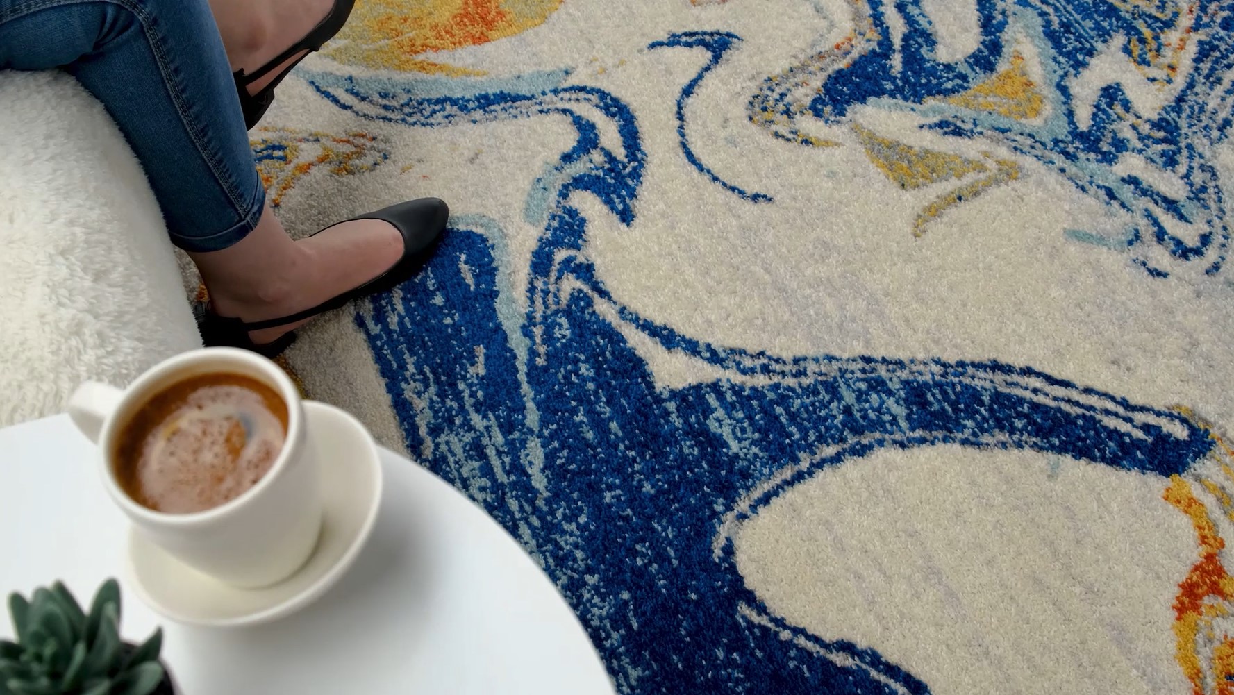 thumbnail video image 2 of Luxe Weavers Abstract Artistic Blue 5x7 Area Rug, Indoor Stain-Resistant Carpet, 2 of 9