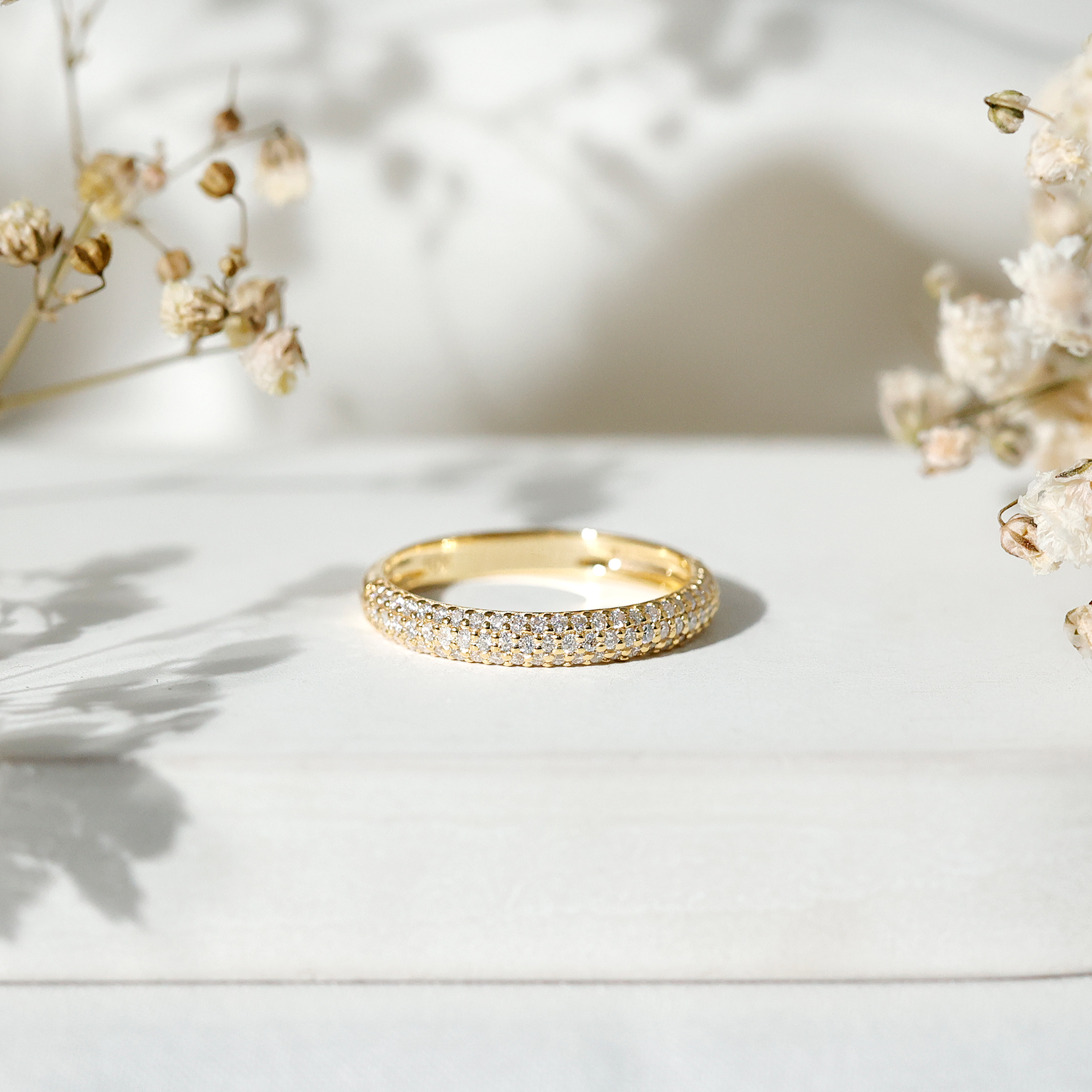 thumbnail video image 2 of Rosec Jewels Lab Created Diamond Pave Wedding Band - Half Eternity Ring - EF-VS Grade Certified, 14K White Gold, US 11.50, 2 of 9