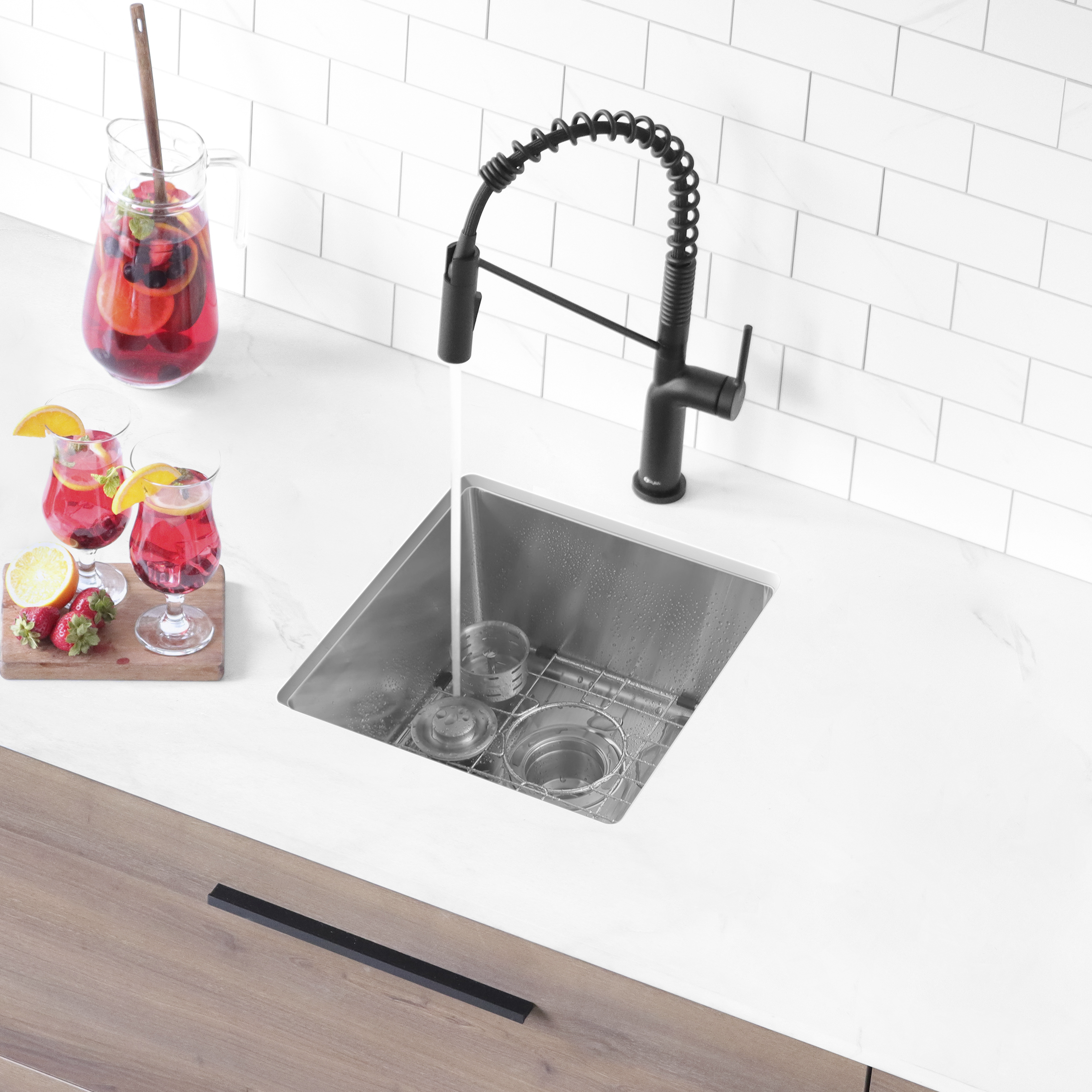 thumbnail video image 2 of Stylish Undermount 15" Stainless Steel Single Bowl Kitchen Sink with Grid & Strainer S-317G, 2 of 12