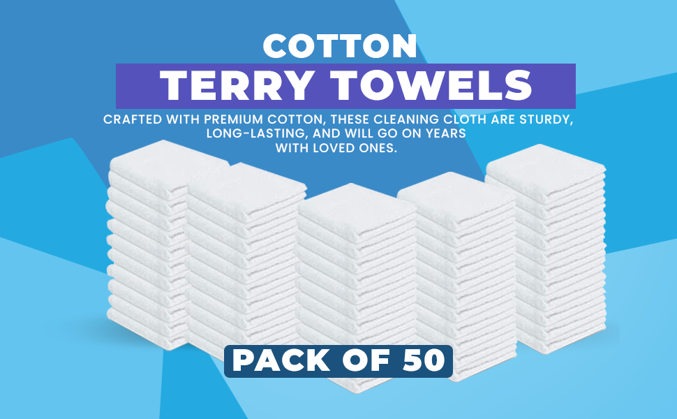 thumbnail video image 2 of ZUPERIA 100% Cotton Cleaning Cloths Pack of 500 (12x12 Inches) Cotton Terry Towels Bar Rags White Bar Towels, Multipurpose High Absorbent Terry Towels for Cleaning Auto Detailing or Painters, 2 of 9