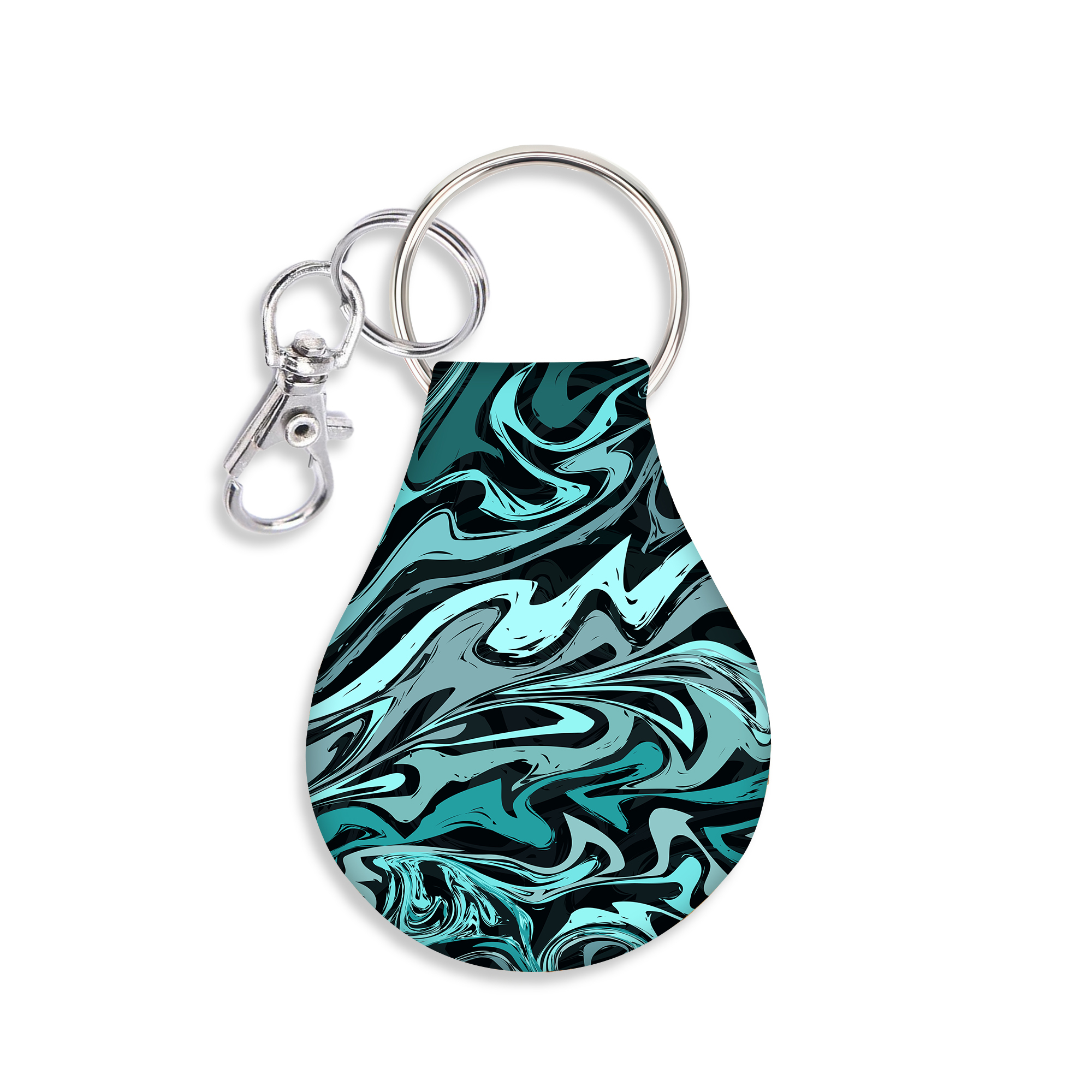 thumbnail video image 2 of Jolitee Neoprene AirTag Compatible Case Keychain – Durable & Stylish Holder with Secure Ring and Clip, Compatible with Apple AirTag (Marble Swirl Pattern), 2 of 8