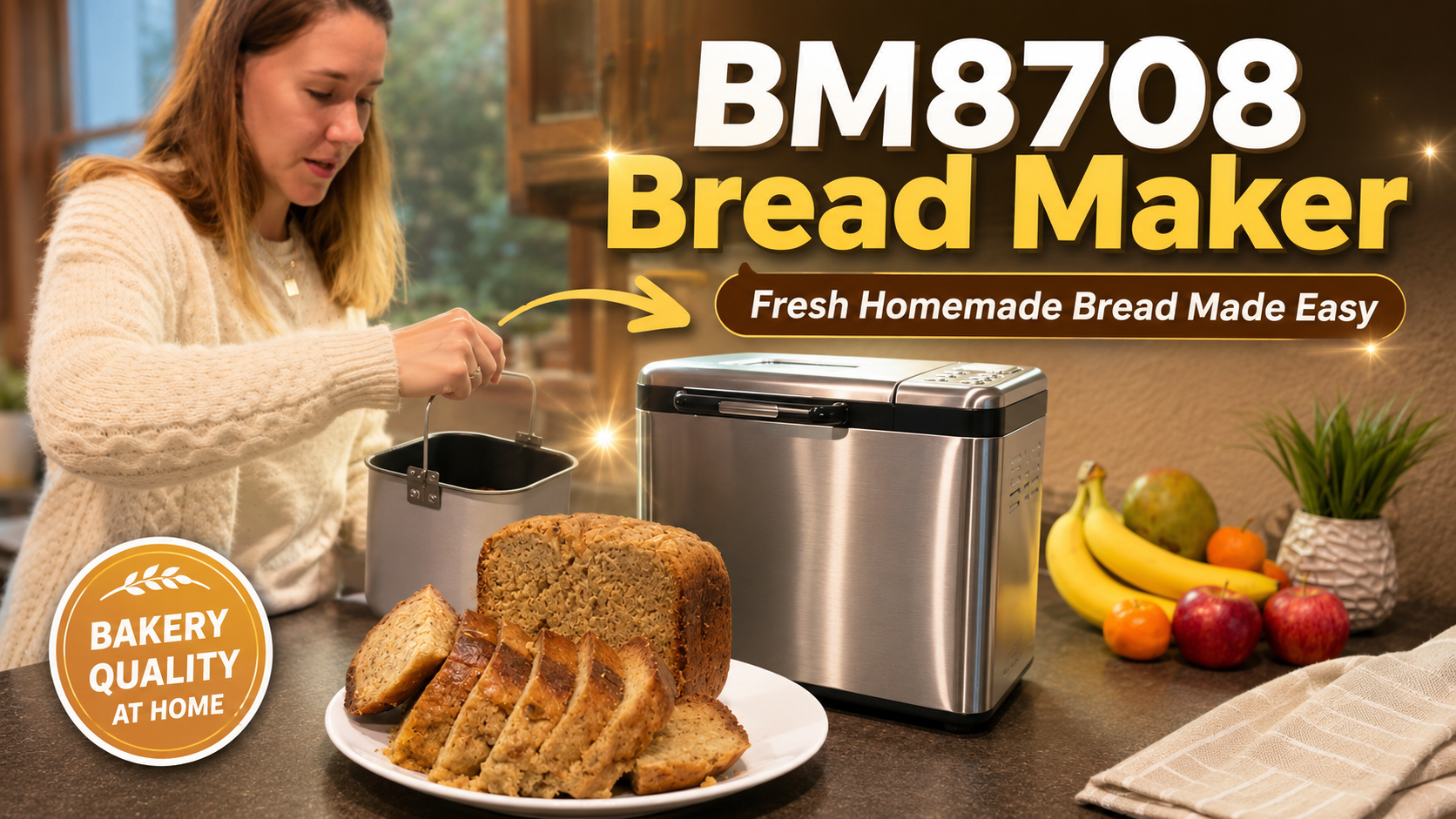 thumbnail video image 2 of Bread Maker, 17-in-1  2LB Amumu Automatic Bread Machine, LCD Display, Beginner-Friendly Controls, Nonstick Pan, Delay Timer, Keep Warm, Stainless Steel, Silver, 2 of 9