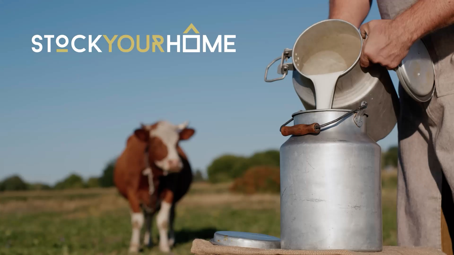 thumbnail video image 2 of 32-Oz Glass Milk Bottles with 8 White Caps (4 pack) - Food Grade Milk Jars with Lids - Dishwasher Safe - Bottles for Milk, Buttermilk, Honey, Maple Syrup, Jam, Barbecue Sauce- Stock Your Home, 2 of 7