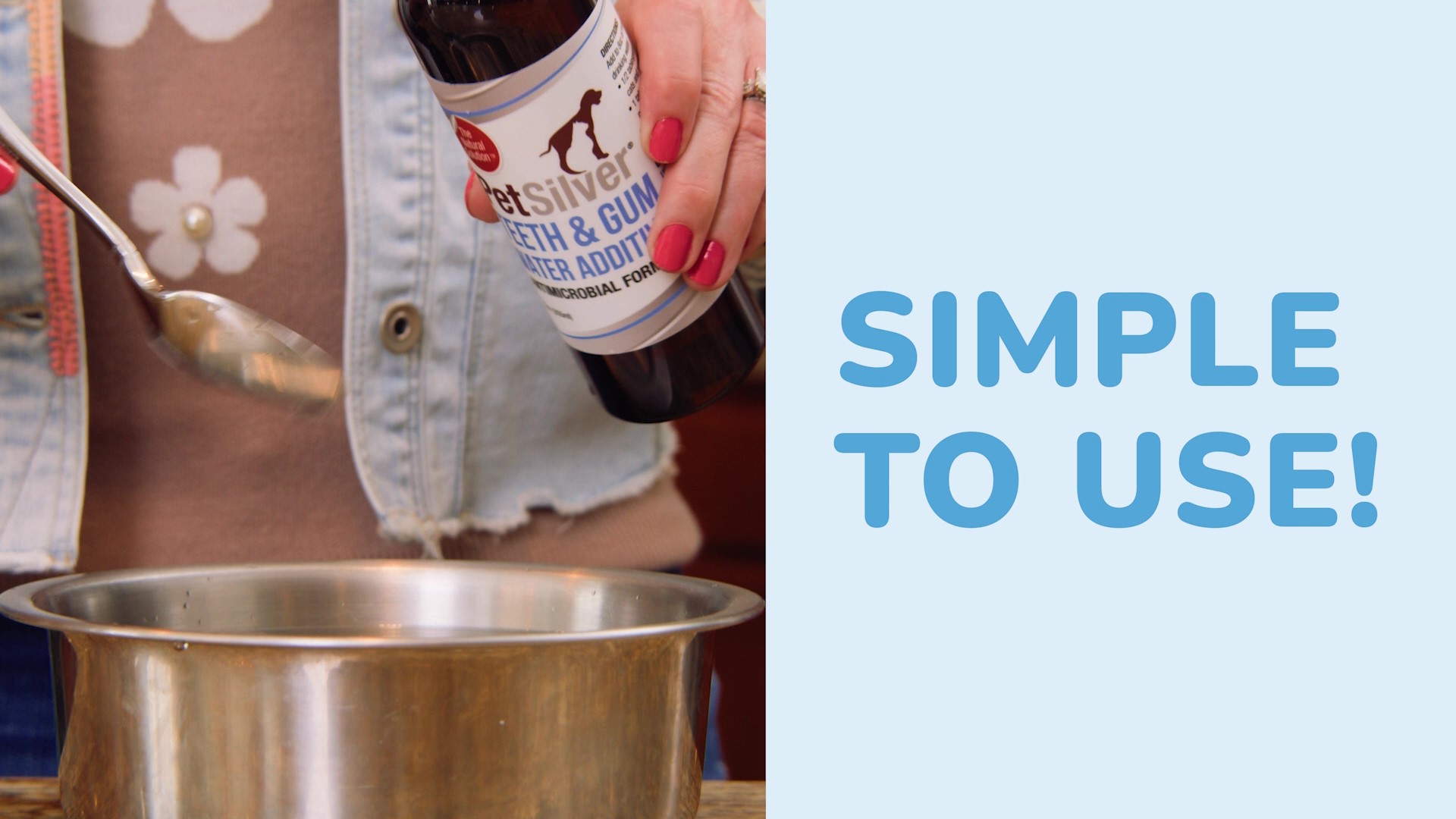 thumbnail video image 2 of PetSilver Teeth & Gum Water Additive for Dogs & Cats, Eliminate Bad Breath, Natural Pet Dental Care Solution, Targets Tartar & Plaque, Without Brushing, Just Add to Water, Chelated Silver, 12 oz., 2 of 10