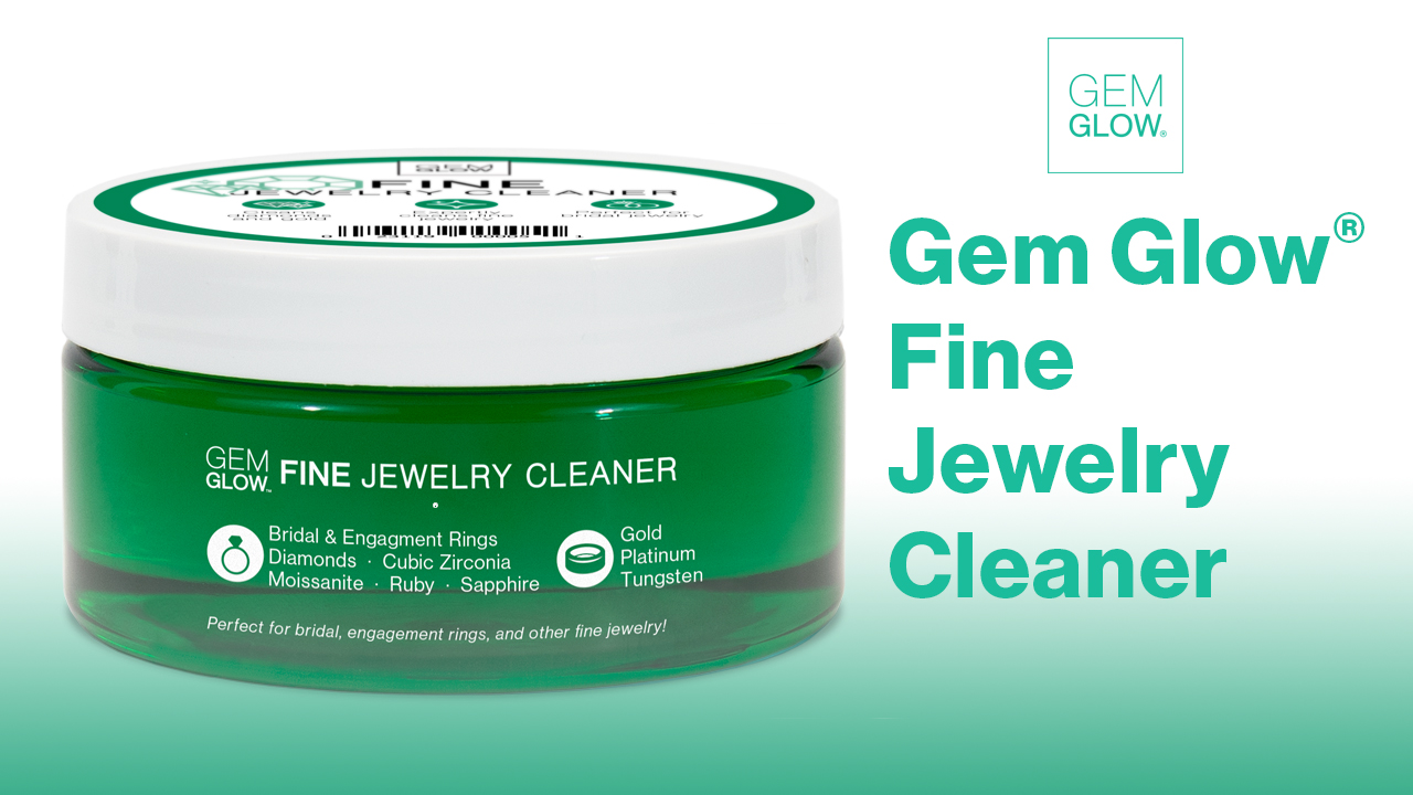 thumbnail video image 2 of Gem Glow Fine Jewelry Cleaner for Diamonds, Gold, Cubic Zirconia and More, 7.5 fl oz, inc Jewelry dipping basket and touch-up brush, 2 of 7